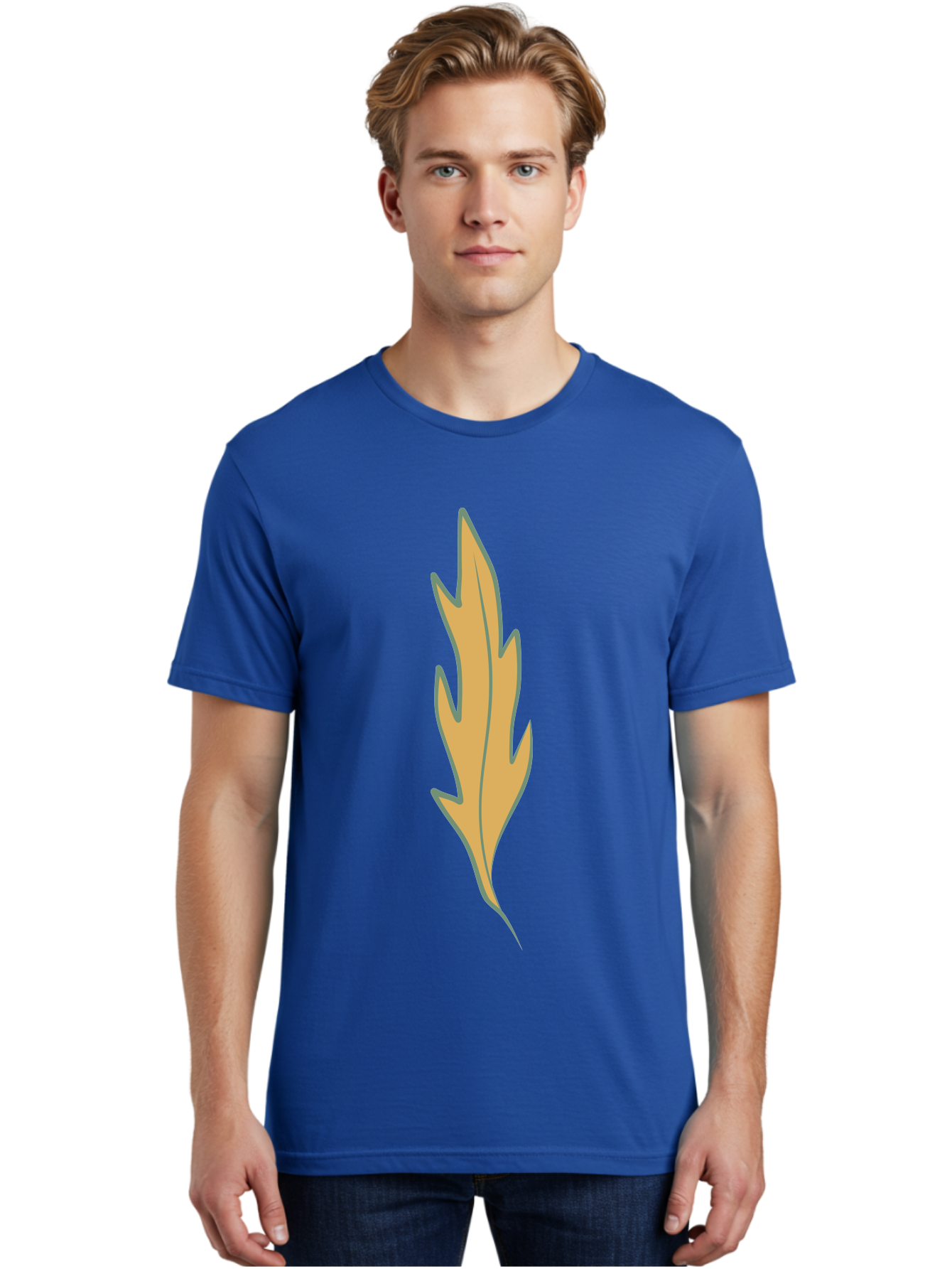 Yellow-Leaf-1 Men'S Graphic Tee, 100% Cotton, Comfortable Casual Summer Wear, Machine Washable, Autumn Leaf, Fall Foliage, Yellow Leaf, Oak Tree, Natural Design, Leaf Illustration, Seasonal Symbol, Botanical Icon, Vibrant Color Aae085