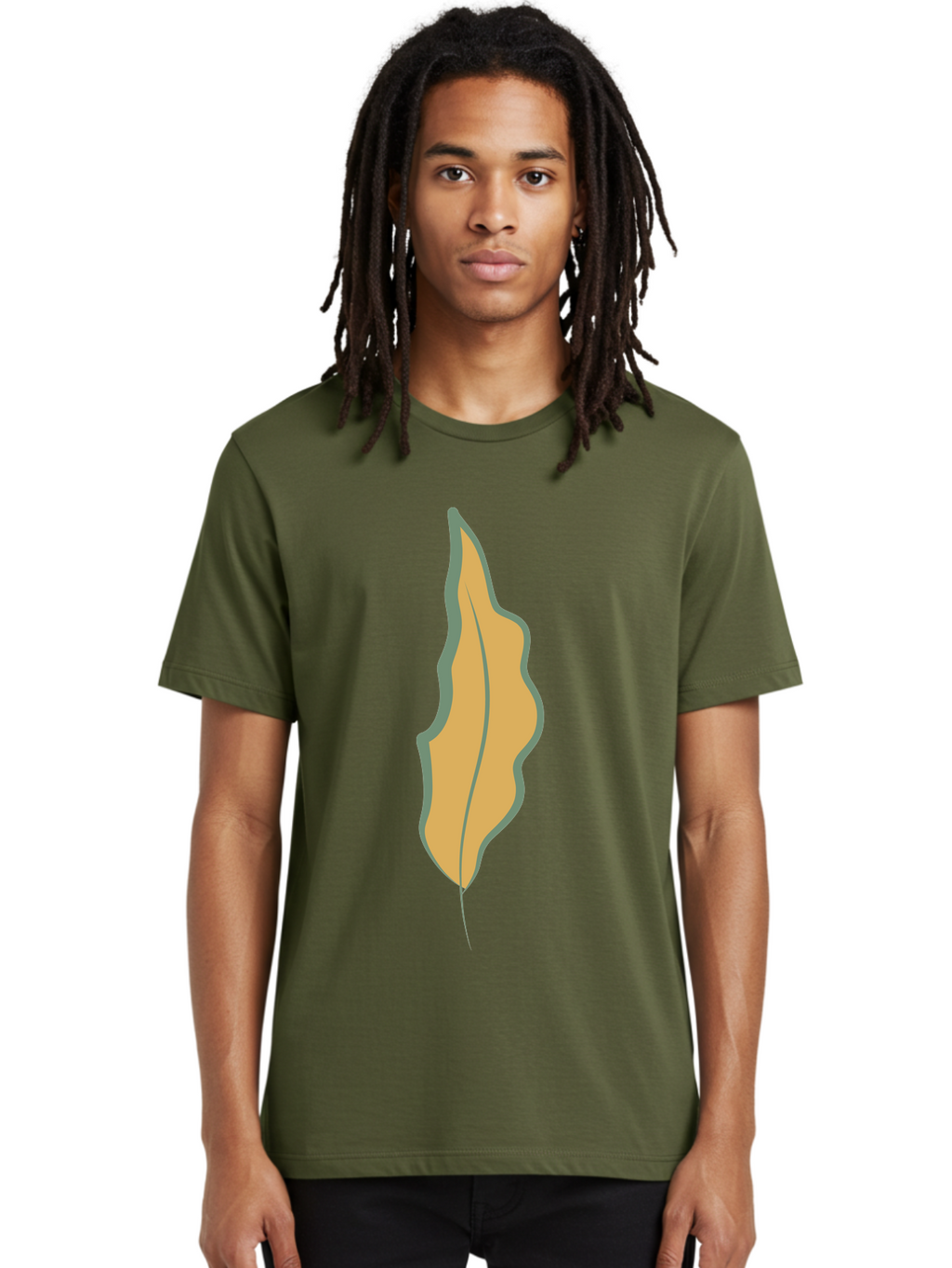 Yellow-Leaf-2 Men'S Graphic Tee, 100% Cotton, Comfortable Casual Summer Wear, Machine Washable, Yellow Leaf, Autumn Leaf, Foliage, Leaf Illustration, Simple Design, Digital Art, Orange Color, Gray Outline Aae086
