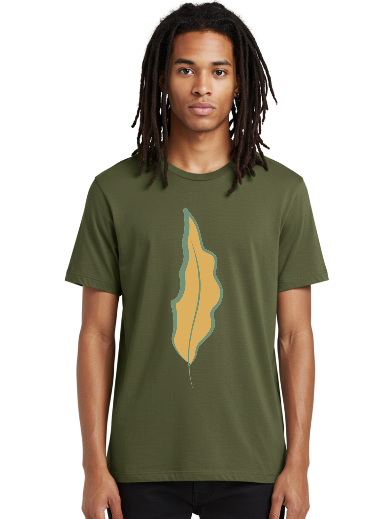 Yellow-Leaf-2 Men'S Graphic Tee, 100% Cotton, Comfortable Casual Summer Wear, Machine Washable, Yellow Leaf, Autumn Leaf, Foliage, Leaf Illustration, Simple Design, Digital Art, Orange Color, Gray Outline Aae086