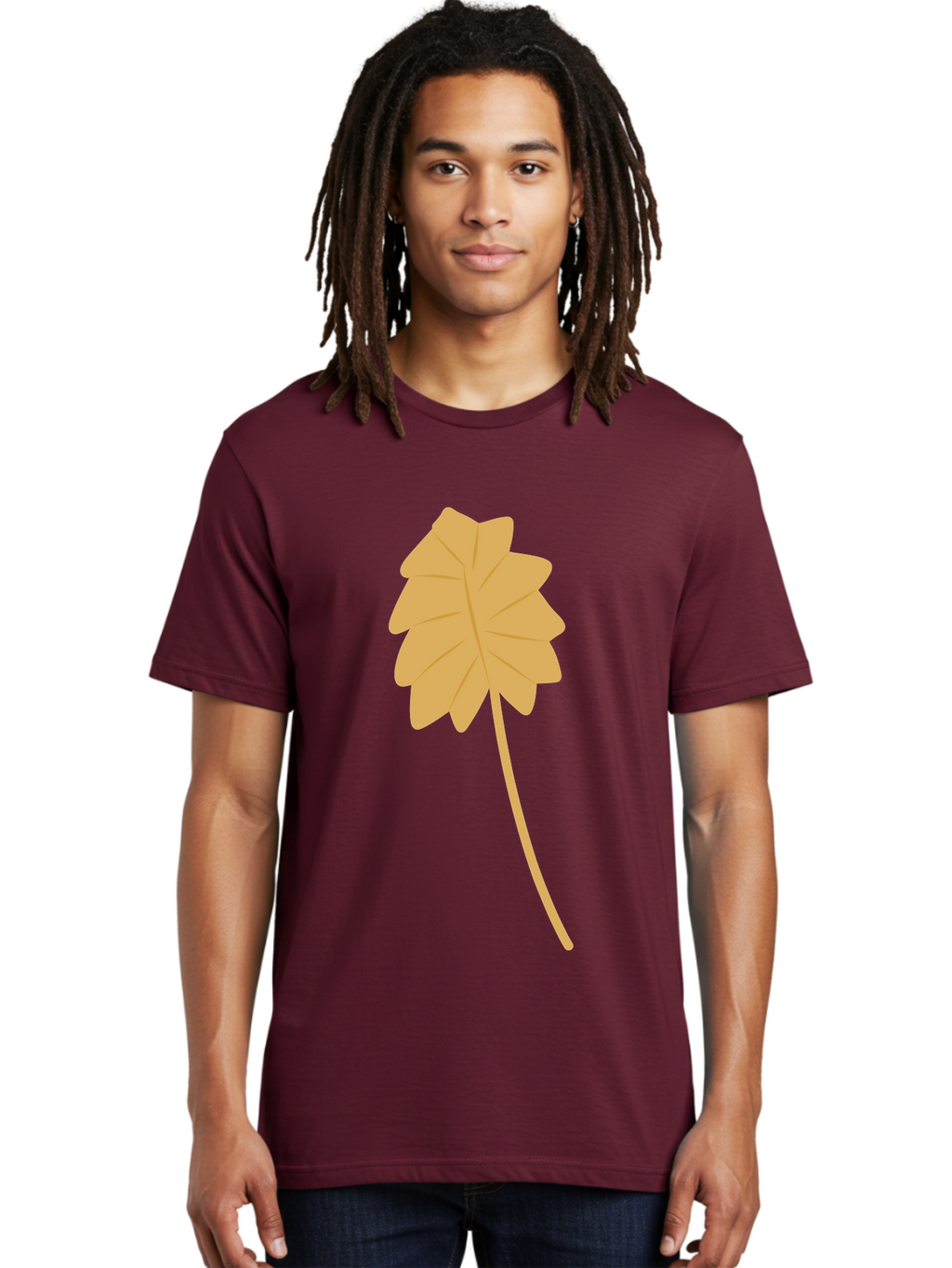 Yellow-Leaf Men'S Graphic Tee, 100% Cotton, Comfortable Casual Summer Wear, Machine Washable, Yellow Leaf, Autumn Leaf, Fall Foliage, Nature Illustration, Single Leaf, Simple Design, Leaf Icon, Graphic Leaf Aae087