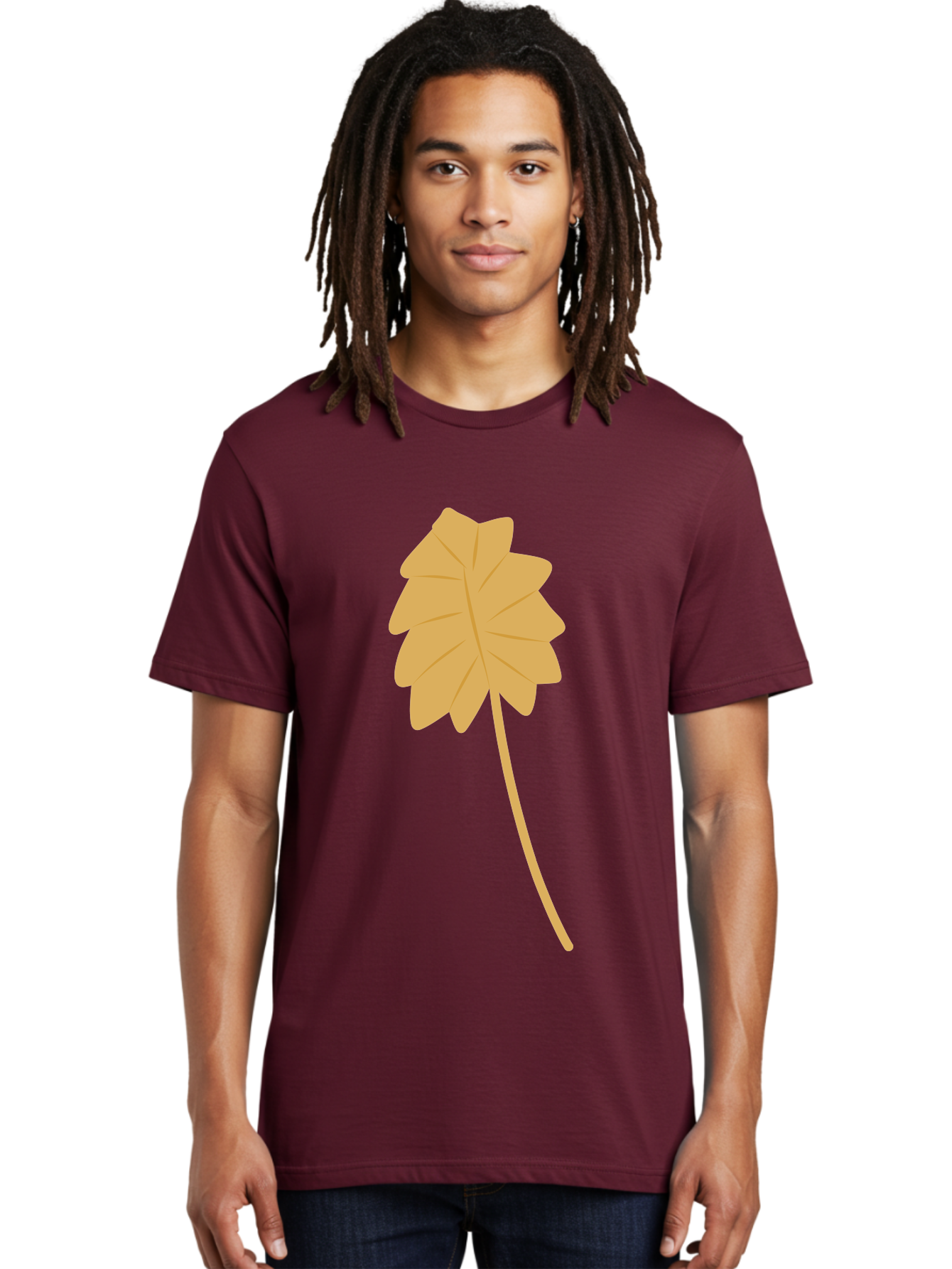 Yellow-Leaf Men'S Graphic Tee, 100% Cotton, Comfortable Casual Summer Wear, Machine Washable, Yellow Leaf, Autumn Leaf, Fall Foliage, Nature Illustration, Single Leaf, Simple Design, Leaf Icon, Graphic Leaf Aae087
