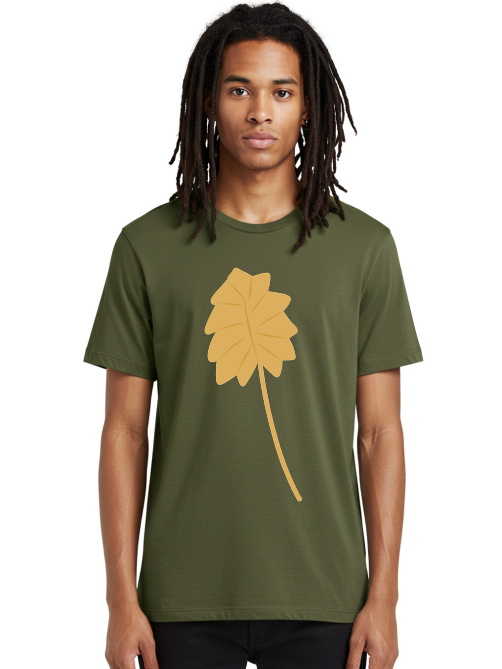 Yellow-Leaf Men'S Graphic Tee, 100% Cotton, Comfortable Casual Summer Wear, Machine Washable, Yellow Leaf, Autumn Leaf, Fall Foliage, Nature Illustration, Single Leaf, Simple Design, Leaf Icon, Graphic Leaf Aae087