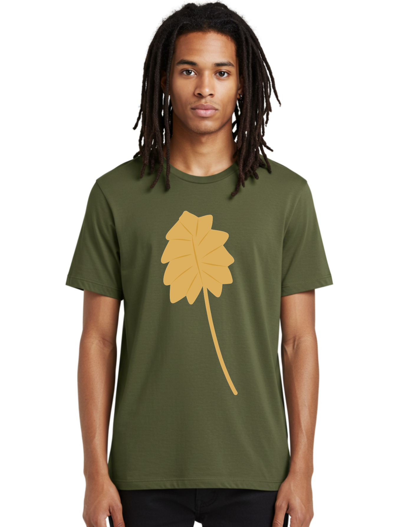 Yellow-Leaf Men'S Graphic Tee, 100% Cotton, Comfortable Casual Summer Wear, Machine Washable, Yellow Leaf, Autumn Leaf, Fall Foliage, Nature Illustration, Single Leaf, Simple Design, Leaf Icon, Graphic Leaf Aae087