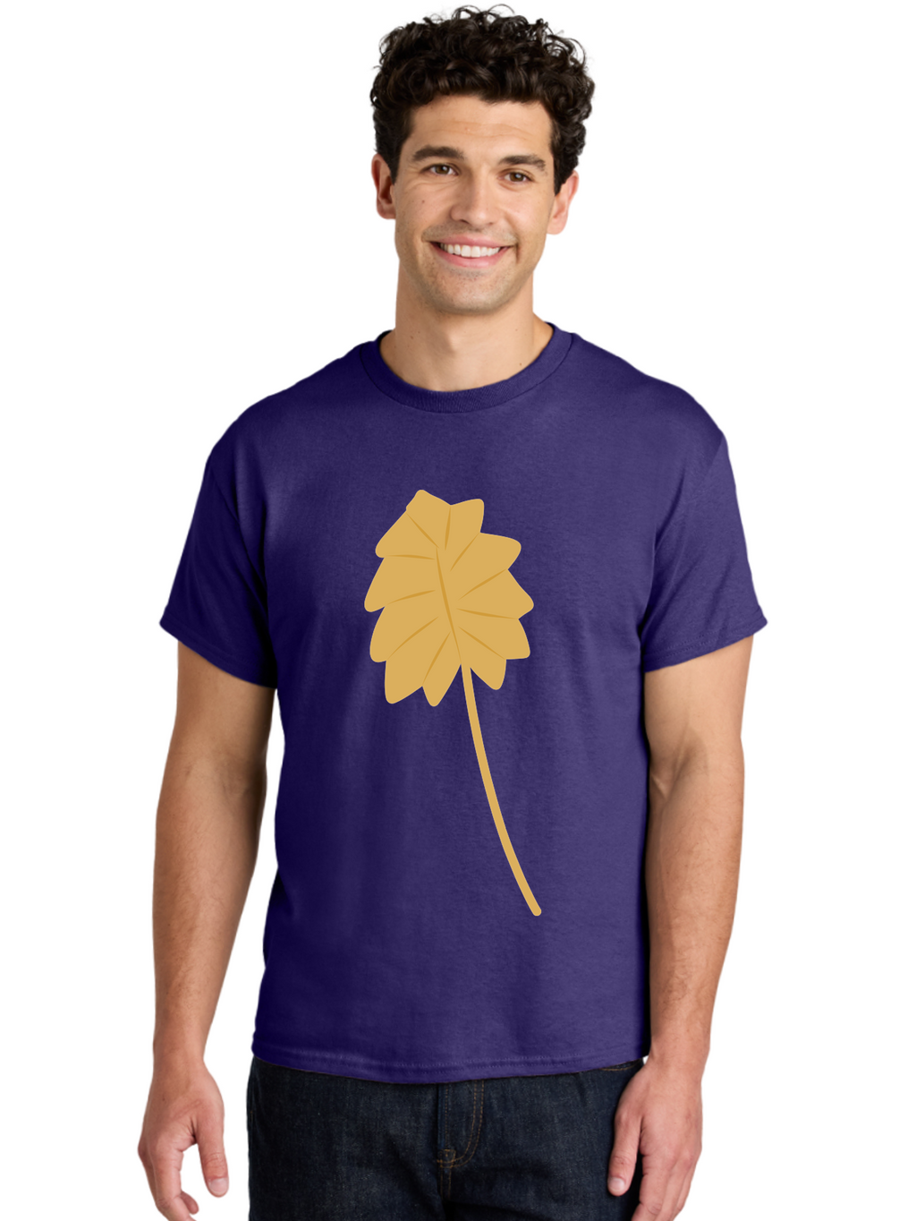 Yellow-Leaf Men'S Graphic Tee, 100% Cotton, Comfortable Casual Summer Wear, Machine Washable, Yellow Leaf, Autumn Leaf, Fall Foliage, Nature Illustration, Single Leaf, Simple Design, Leaf Icon, Graphic Leaf Aae087