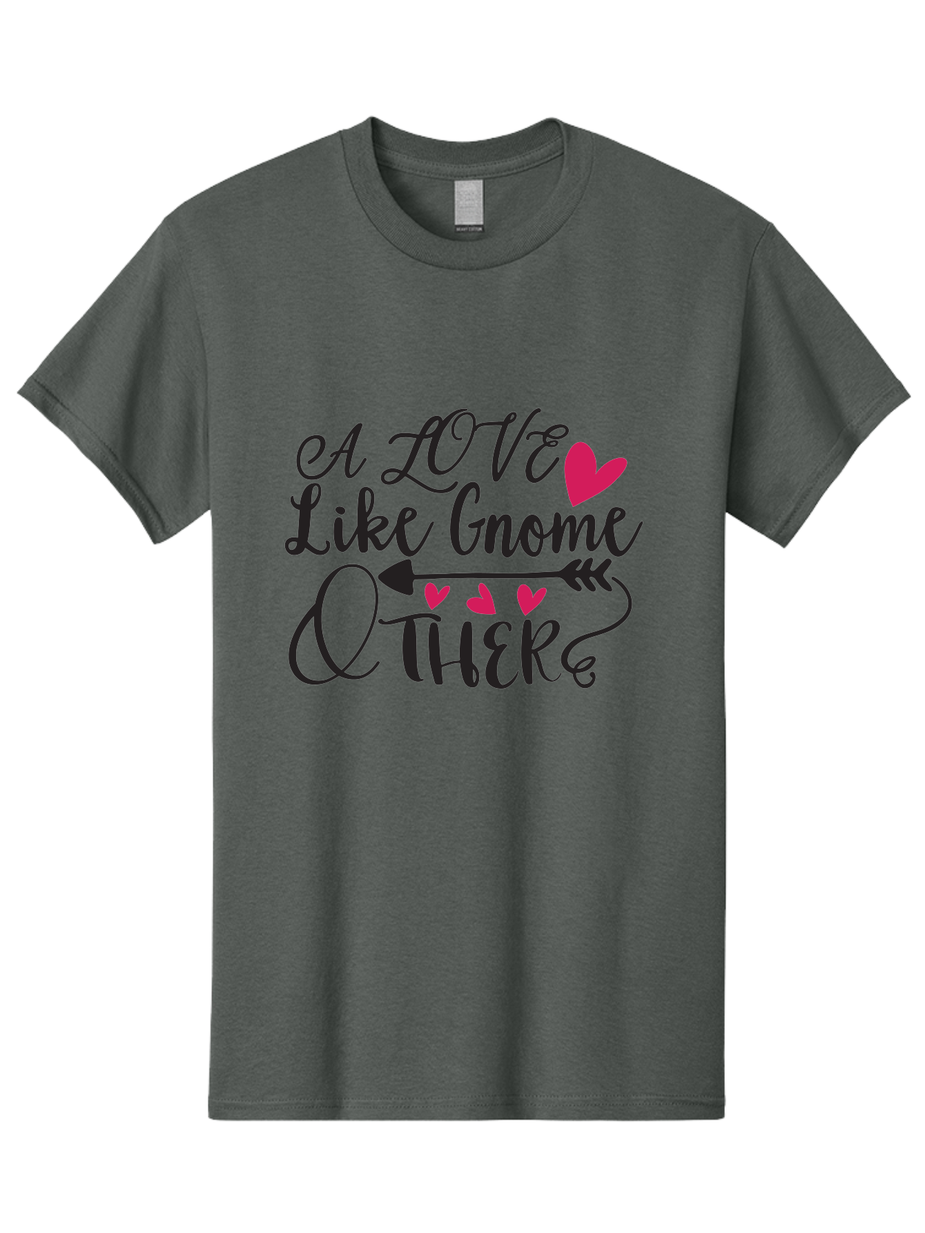 A Love Like Gnome Other Men'S Graphic Tee, 100% Cotton, Comfortable Casual Summer Wear, Machine Washable, Love Quote, Gnome Love, Quirky Phrase, Heartwarming Message, Playful Typography, Cute Design, Whimsical Hearts, Arrow Symbol Aae090