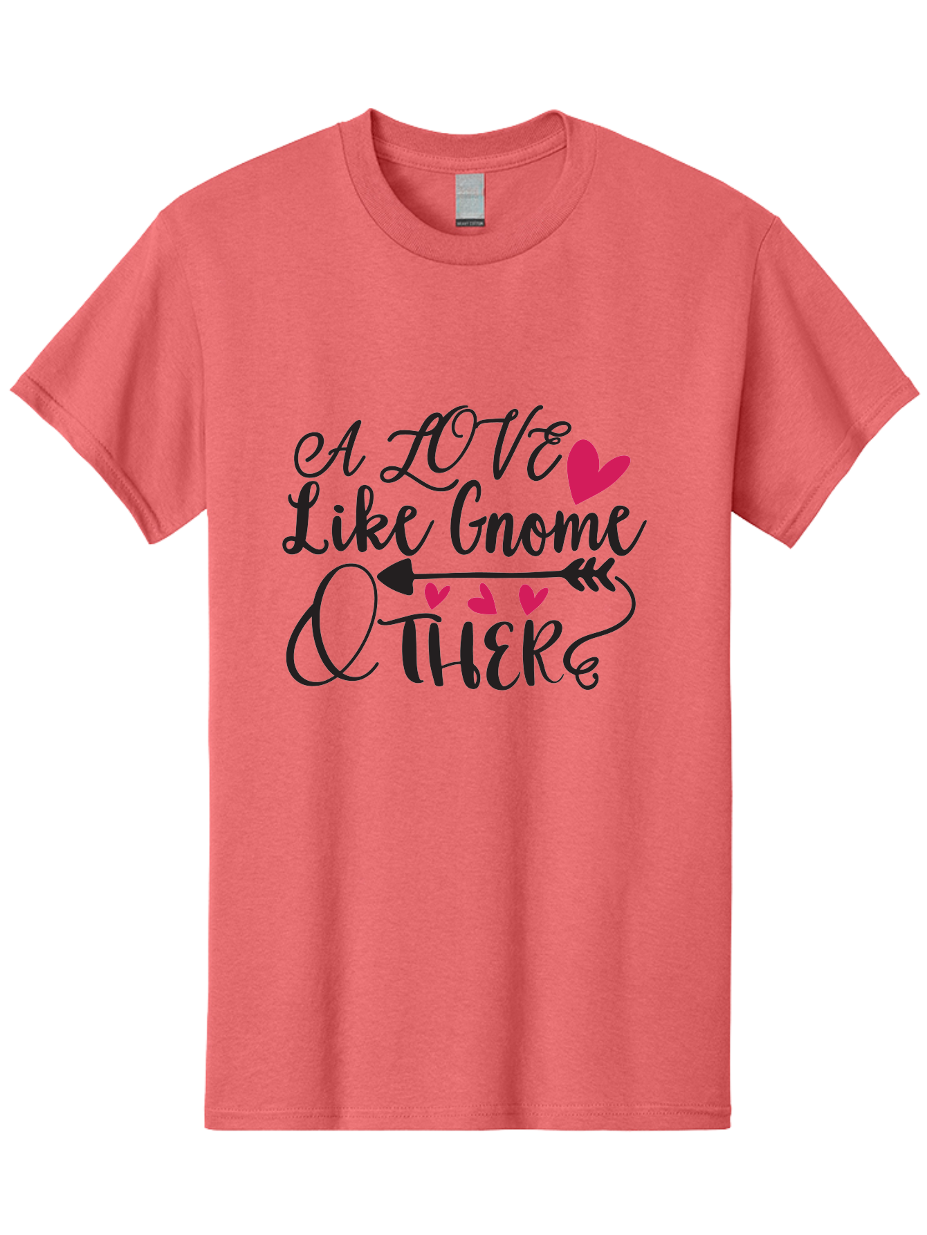 A Love Like Gnome Other Men'S Graphic Tee, 100% Cotton, Comfortable Casual Summer Wear, Machine Washable, Love Quote, Gnome Love, Quirky Phrase, Heartwarming Message, Playful Typography, Cute Design, Whimsical Hearts, Arrow Symbol Aae090