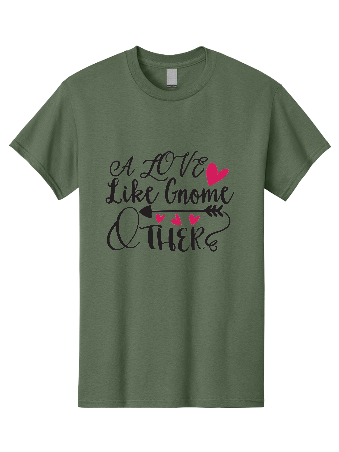 A Love Like Gnome Other Men'S Graphic Tee, 100% Cotton, Comfortable Casual Summer Wear, Machine Washable, Love Quote, Gnome Love, Quirky Phrase, Heartwarming Message, Playful Typography, Cute Design, Whimsical Hearts, Arrow Symbol Aae090