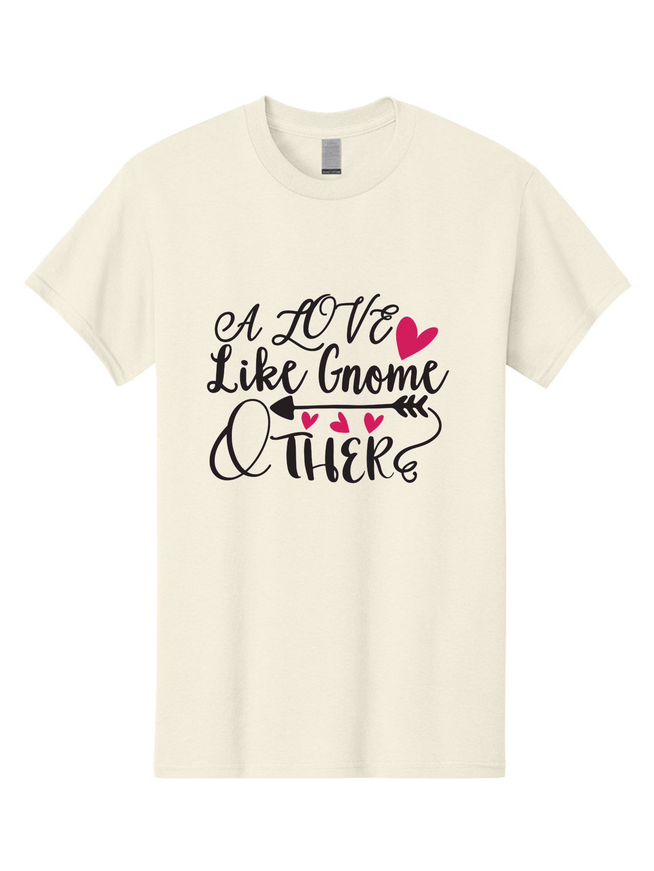 A Love Like Gnome Other Men'S Graphic Tee, 100% Cotton, Comfortable Casual Summer Wear, Machine Washable, Love Quote, Gnome Love, Quirky Phrase, Heartwarming Message, Playful Typography, Cute Design, Whimsical Hearts, Arrow Symbol Aae090