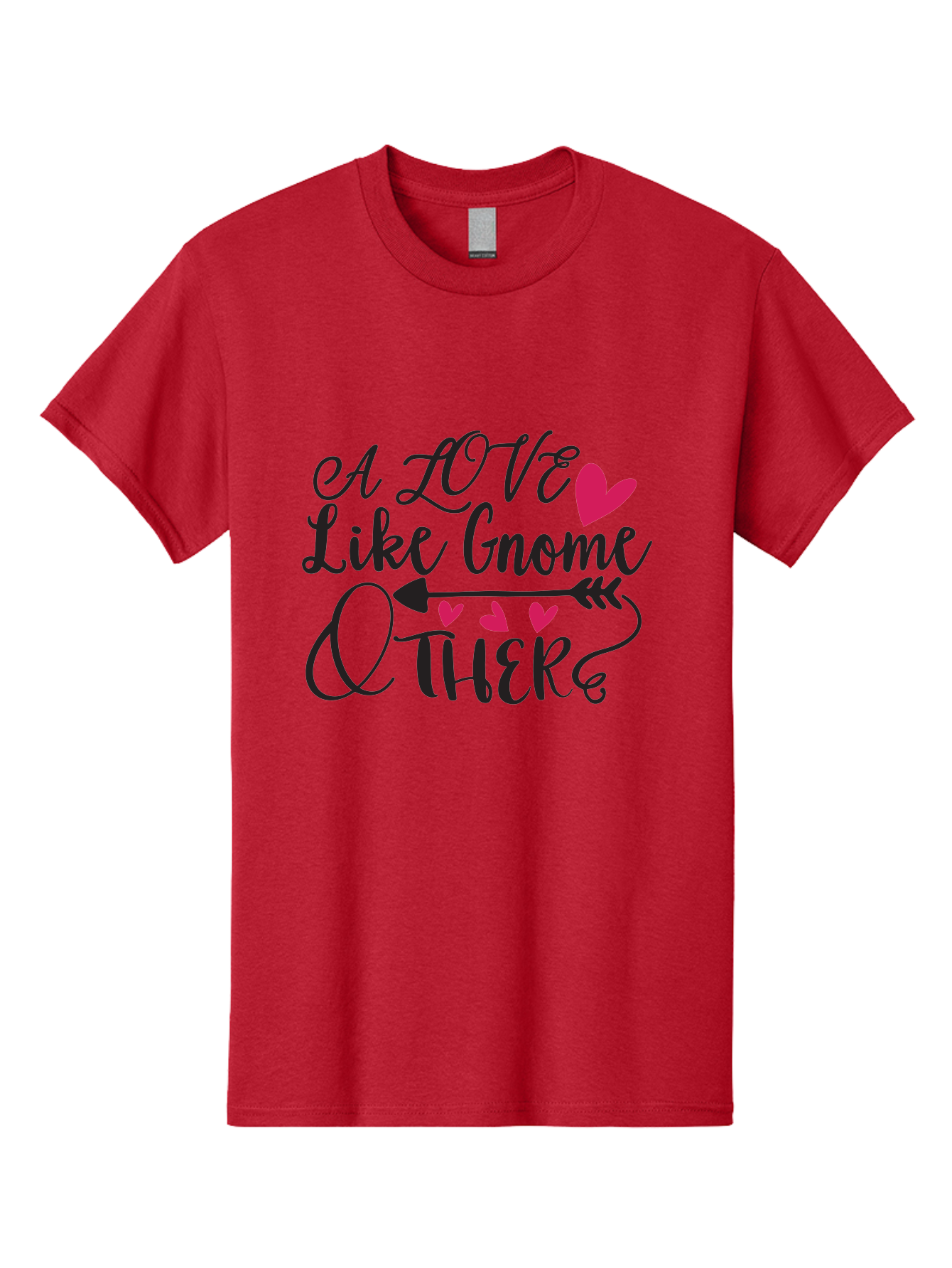 A Love Like Gnome Other Men'S Graphic Tee, 100% Cotton, Comfortable Casual Summer Wear, Machine Washable, Love Quote, Gnome Love, Quirky Phrase, Heartwarming Message, Playful Typography, Cute Design, Whimsical Hearts, Arrow Symbol Aae090
