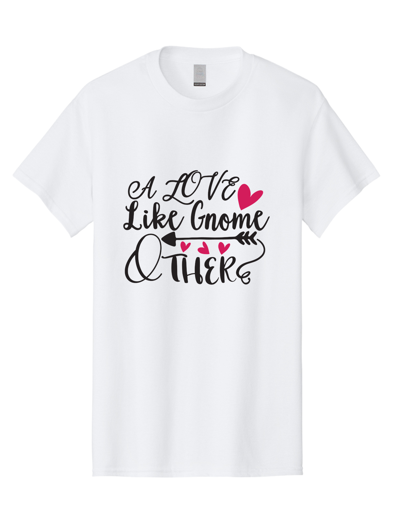A Love Like Gnome Other Men'S Graphic Tee, 100% Cotton, Comfortable Casual Summer Wear, Machine Washable, Love Quote, Gnome Love, Quirky Phrase, Heartwarming Message, Playful Typography, Cute Design, Whimsical Hearts, Arrow Symbol Aae090
