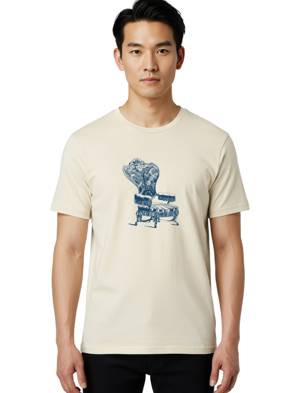 Accent Chair Men'S Graphic Tee, 100% Cotton, Comfortable Casual Summer Wear, Machine Washable, Ornate Chair, Luxurious Furniture, Vintage Decor, Elegant Design, Intricate Details, Fringe Trim, Classic Style, Sophisticated Ambiance, Aae092