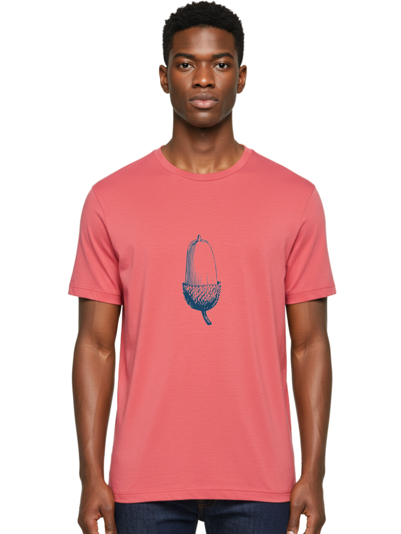 Acorn Men'S Graphic Tee, 100% Cotton, Comfortable Casual Summer Wear, Machine Washable, Acorn Illustration, Oak Tree Symbol, Nature-Inspired Design, Botanical Art, Simple Line Drawing, Forest Element, Abstract Shape, Minimalist Icon Aae093