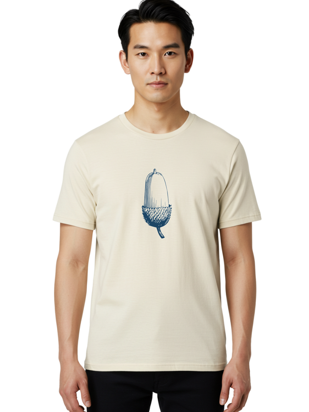 Acorn Men'S Graphic Tee, 100% Cotton, Comfortable Casual Summer Wear, Machine Washable, Acorn Illustration, Oak Tree Symbol, Nature-Inspired Design, Botanical Art, Simple Line Drawing, Forest Element, Abstract Shape, Minimalist Icon Aae093