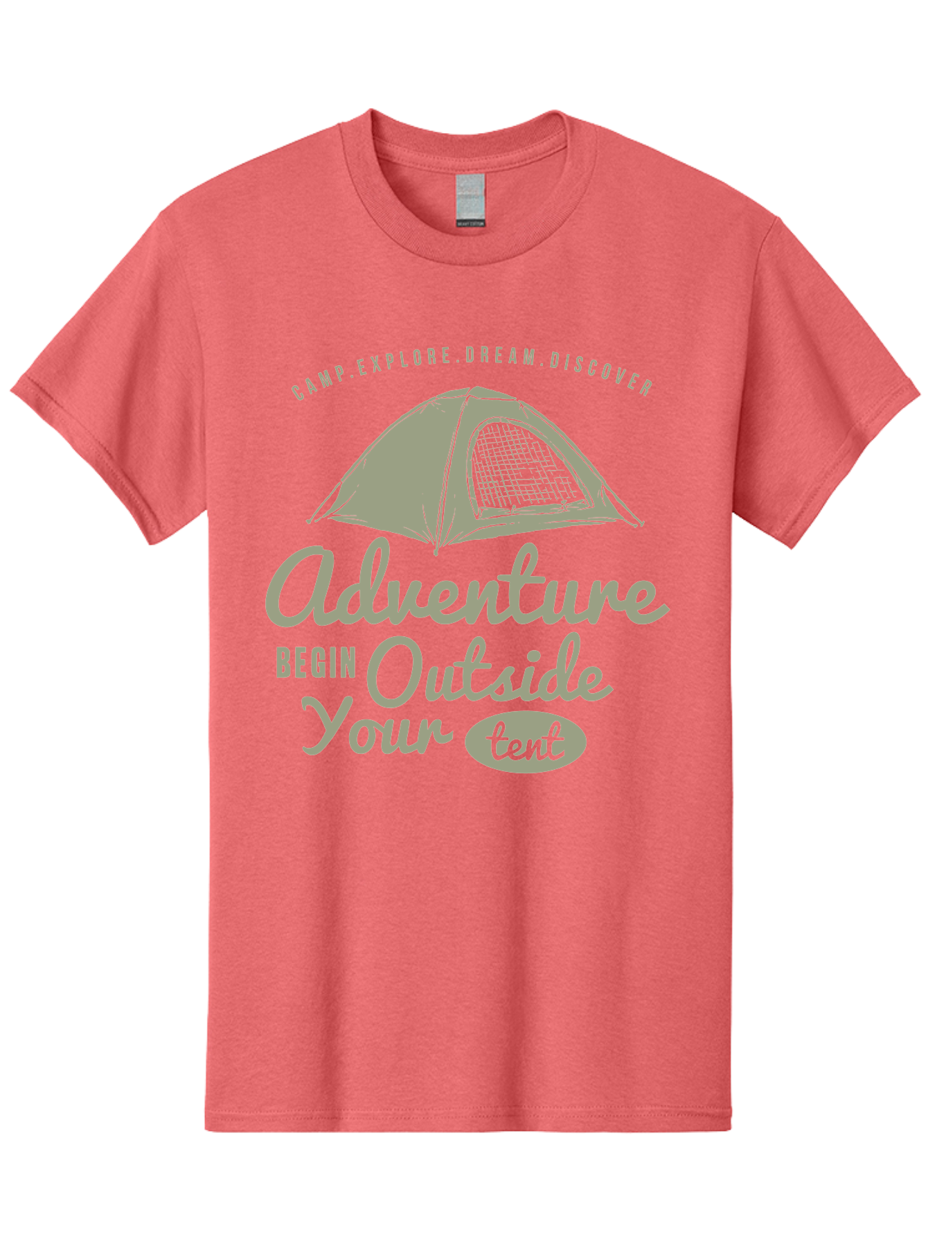 Adventure Begin Outside Your Tent Men'S Graphic Tee, 100% Cotton, Comfortable Casual Summer Wear, Machine Washable, Camping Adventure, Outdoor Activities, Tent Camping, Wilderness Exploration, Nature Escape, Camping Quotes, Adventure Begins, Aae094