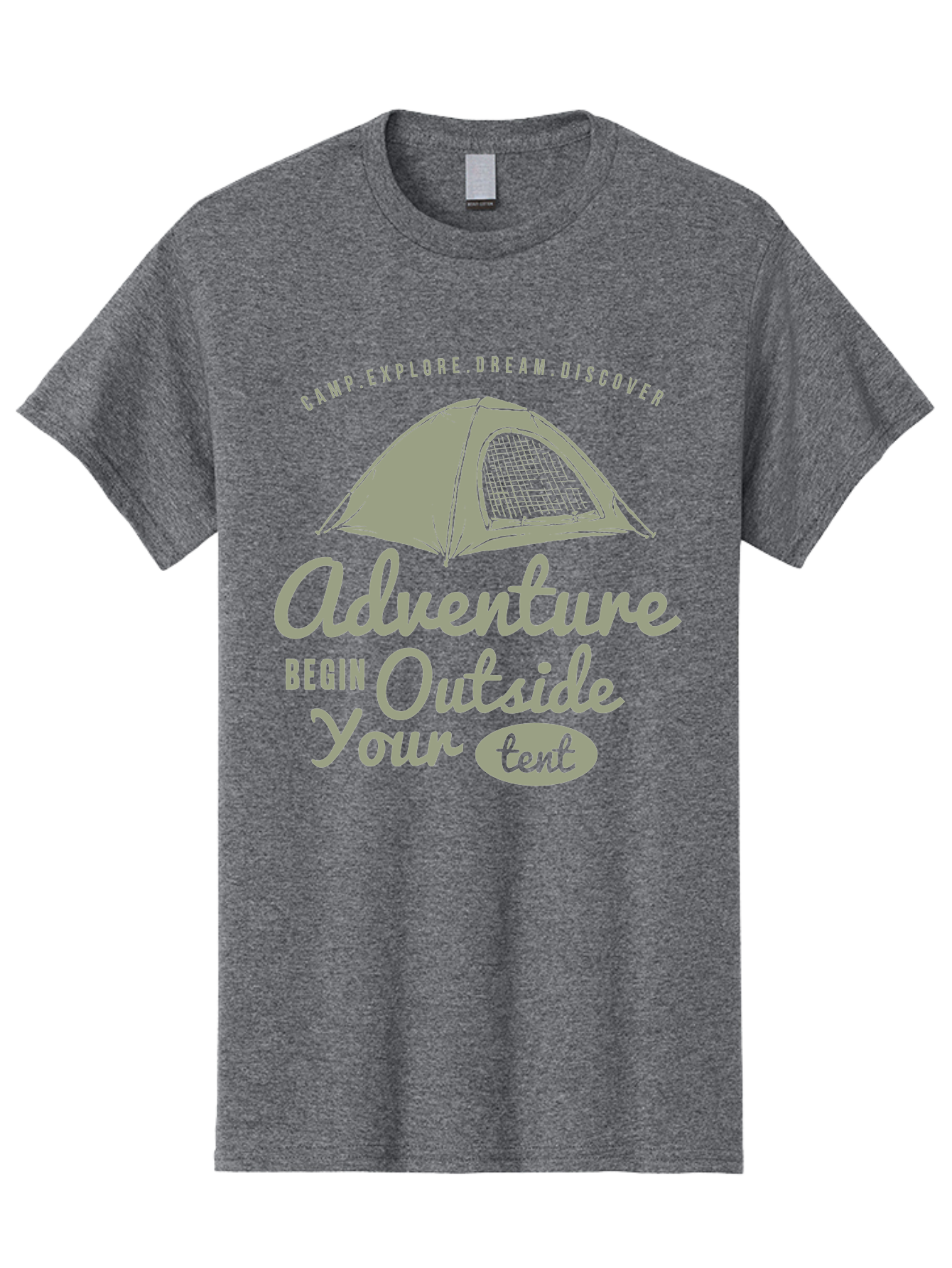 Adventure Begin Outside Your Tent Men'S Graphic Tee, 100% Cotton, Comfortable Casual Summer Wear, Machine Washable, Camping Adventure, Outdoor Activities, Tent Camping, Wilderness Exploration, Nature Escape, Camping Quotes, Adventure Begins, Aae094