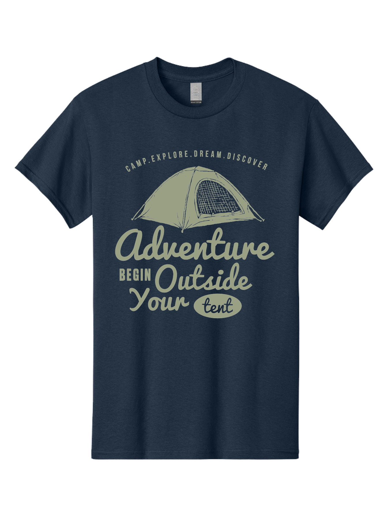 Adventure Begin Outside Your Tent Men'S Graphic Tee, 100% Cotton, Comfortable Casual Summer Wear, Machine Washable, Camping Adventure, Outdoor Activities, Tent Camping, Wilderness Exploration, Nature Escape, Camping Quotes, Adventure Begins, Aae094