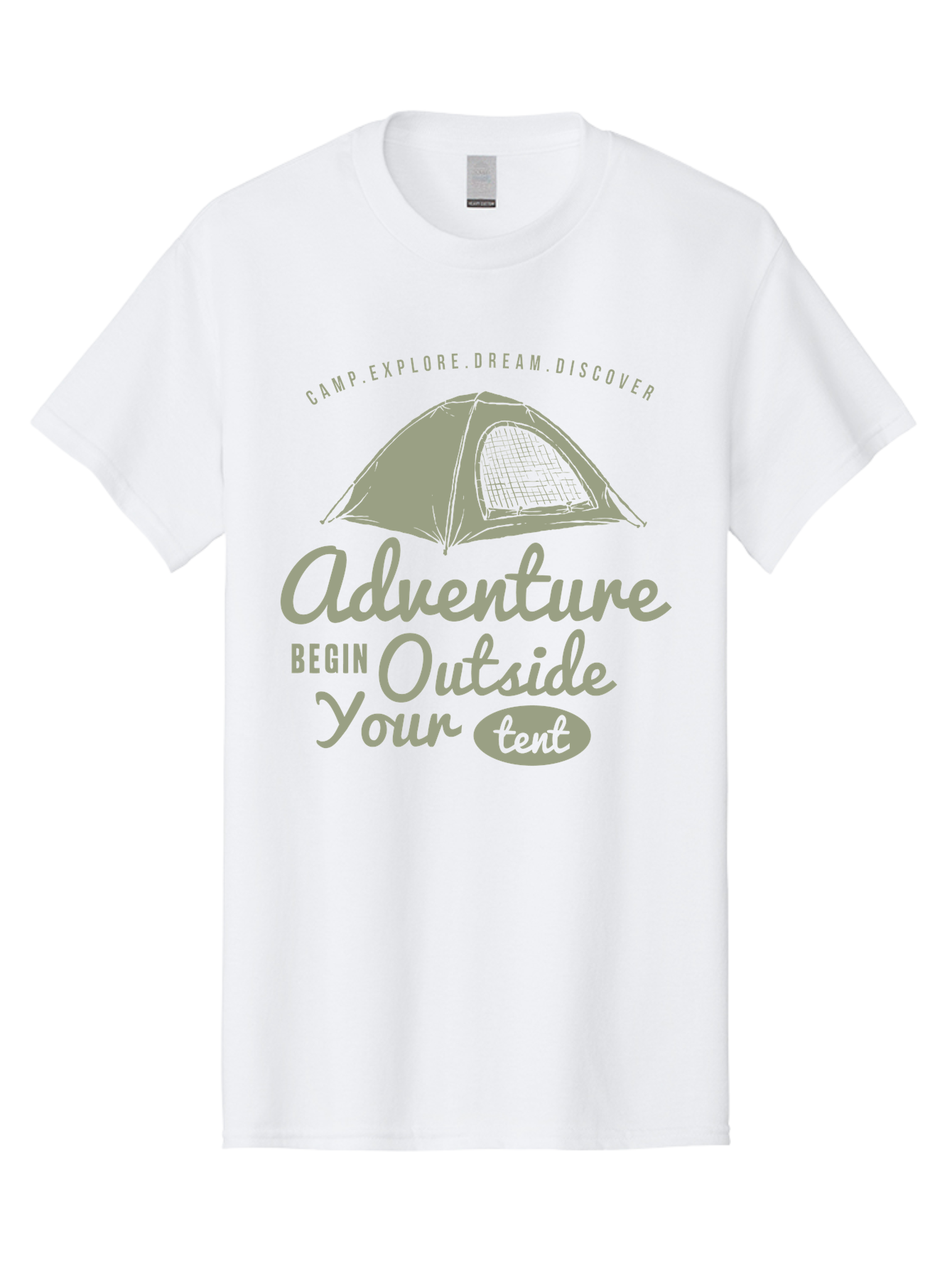 Adventure Begin Outside Your Tent Men'S Graphic Tee, 100% Cotton, Comfortable Casual Summer Wear, Machine Washable, Camping Adventure, Outdoor Activities, Tent Camping, Wilderness Exploration, Nature Escape, Camping Quotes, Adventure Begins, Aae094