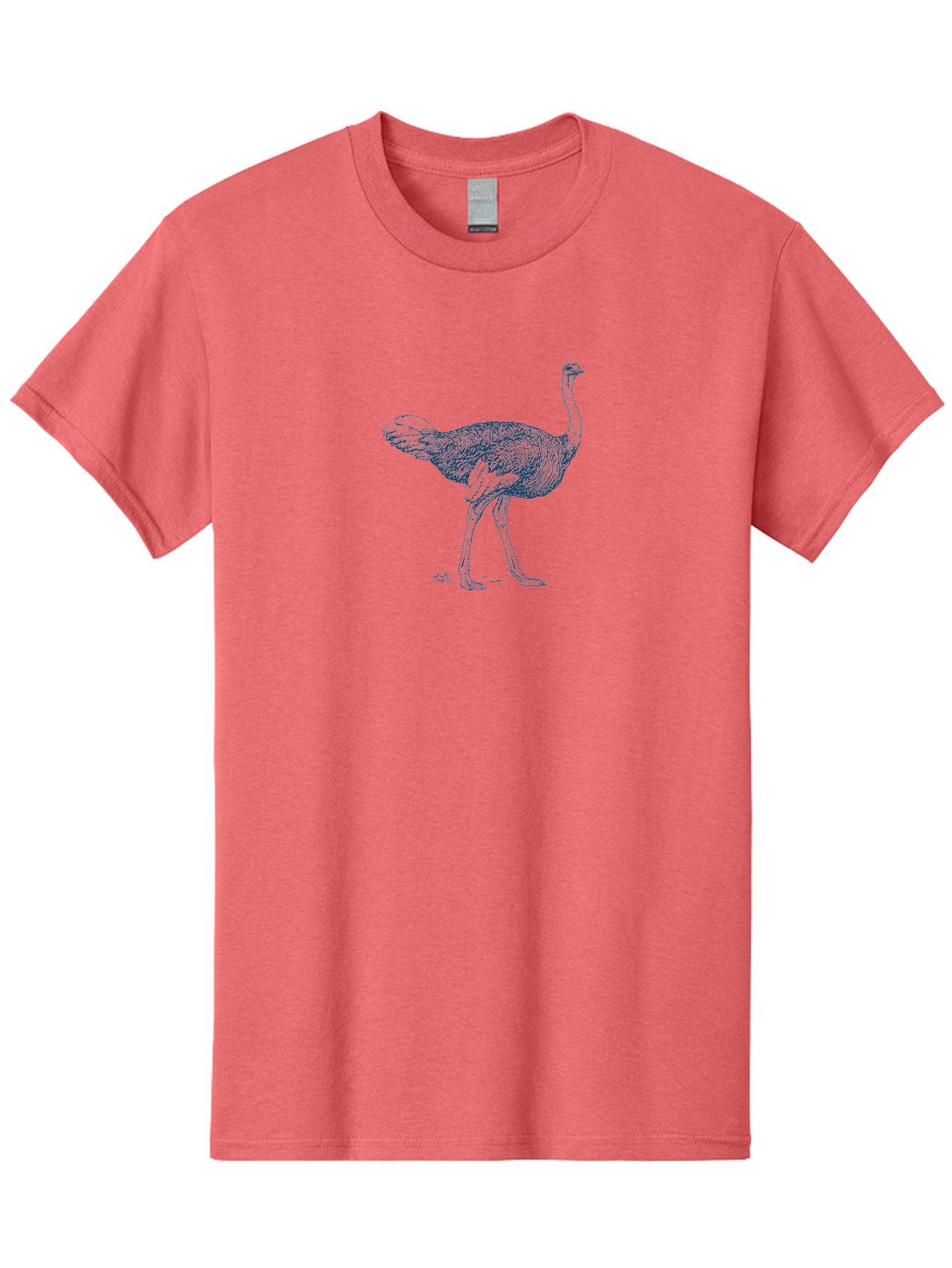 African Ostrich Walk Men'S Graphic Tee, 100% Cotton, Comfortable Casual Summer Wear, Machine Washable, Ostrich Illustration, Bird Drawing, Wildlife Art, Long Neck, Large Bird, Detailed Feathers, Line Art, Fauna, Avian Aae095