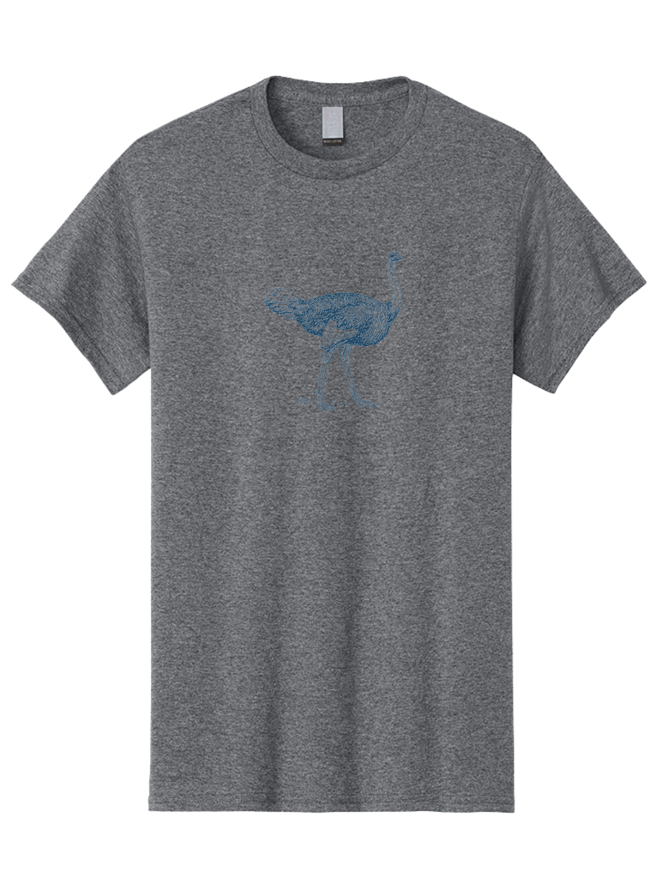 African Ostrich Walk Men'S Graphic Tee, 100% Cotton, Comfortable Casual Summer Wear, Machine Washable, Ostrich Illustration, Bird Drawing, Wildlife Art, Long Neck, Large Bird, Detailed Feathers, Line Art, Fauna, Avian Aae095