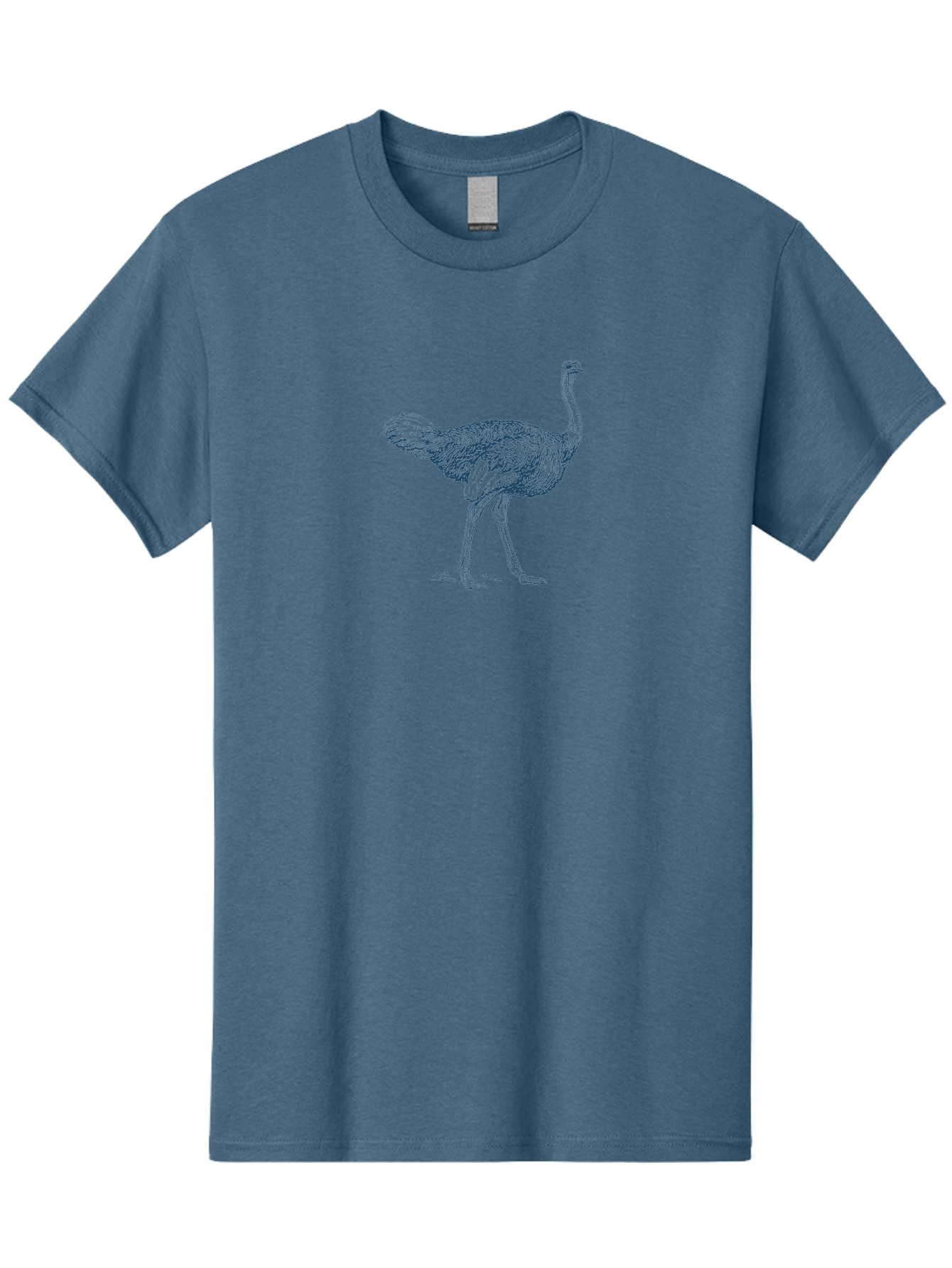 African Ostrich Walk Men'S Graphic Tee, 100% Cotton, Comfortable Casual Summer Wear, Machine Washable, Ostrich Illustration, Bird Drawing, Wildlife Art, Long Neck, Large Bird, Detailed Feathers, Line Art, Fauna, Avian Aae095