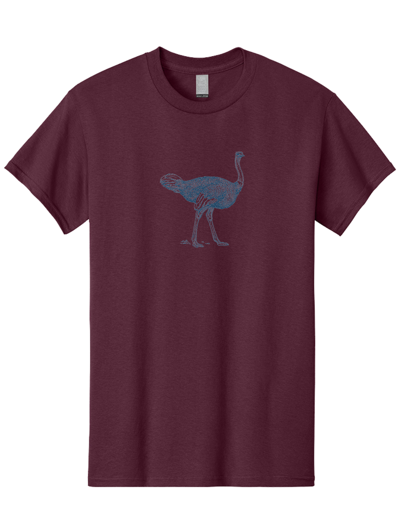 African Ostrich Walk Men'S Graphic Tee, 100% Cotton, Comfortable Casual Summer Wear, Machine Washable, Ostrich Illustration, Bird Drawing, Wildlife Art, Long Neck, Large Bird, Detailed Feathers, Line Art, Fauna, Avian Aae095