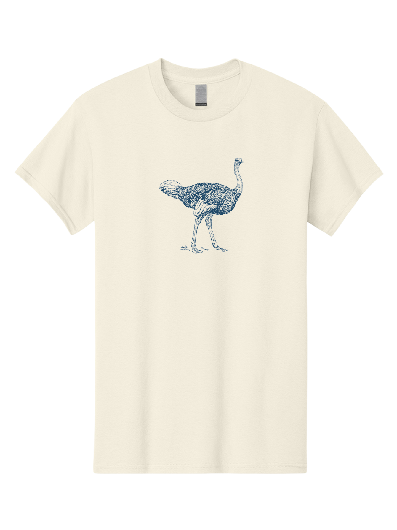 African Ostrich Walk Men'S Graphic Tee, 100% Cotton, Comfortable Casual Summer Wear, Machine Washable, Ostrich Illustration, Bird Drawing, Wildlife Art, Long Neck, Large Bird, Detailed Feathers, Line Art, Fauna, Avian Aae095
