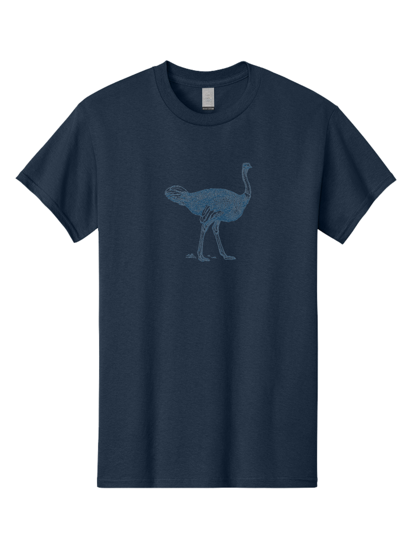 African Ostrich Walk Men'S Graphic Tee, 100% Cotton, Comfortable Casual Summer Wear, Machine Washable, Ostrich Illustration, Bird Drawing, Wildlife Art, Long Neck, Large Bird, Detailed Feathers, Line Art, Fauna, Avian Aae095