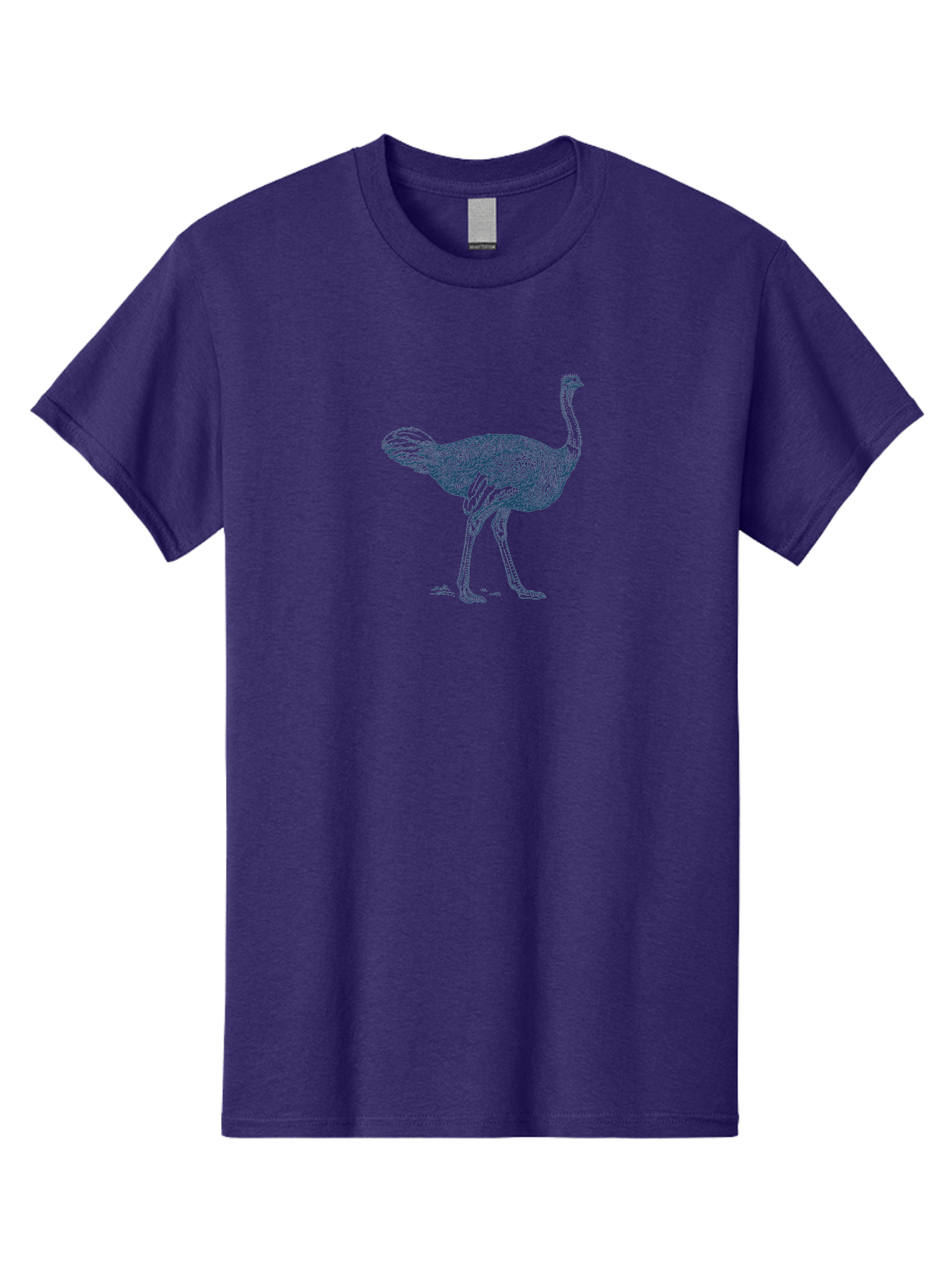 African Ostrich Walk Men'S Graphic Tee, 100% Cotton, Comfortable Casual Summer Wear, Machine Washable, Ostrich Illustration, Bird Drawing, Wildlife Art, Long Neck, Large Bird, Detailed Feathers, Line Art, Fauna, Avian Aae095