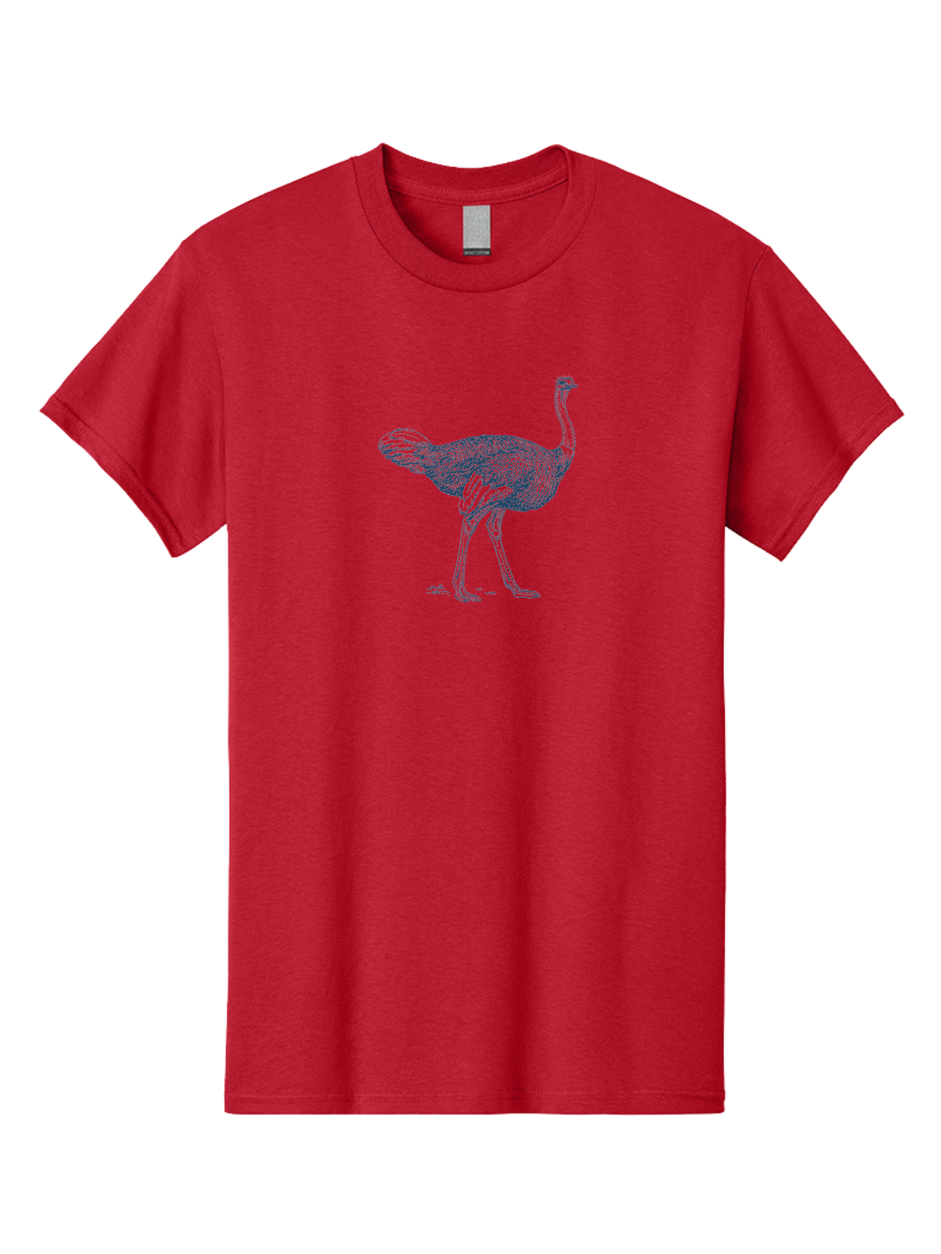 African Ostrich Walk Men'S Graphic Tee, 100% Cotton, Comfortable Casual Summer Wear, Machine Washable, Ostrich Illustration, Bird Drawing, Wildlife Art, Long Neck, Large Bird, Detailed Feathers, Line Art, Fauna, Avian Aae095