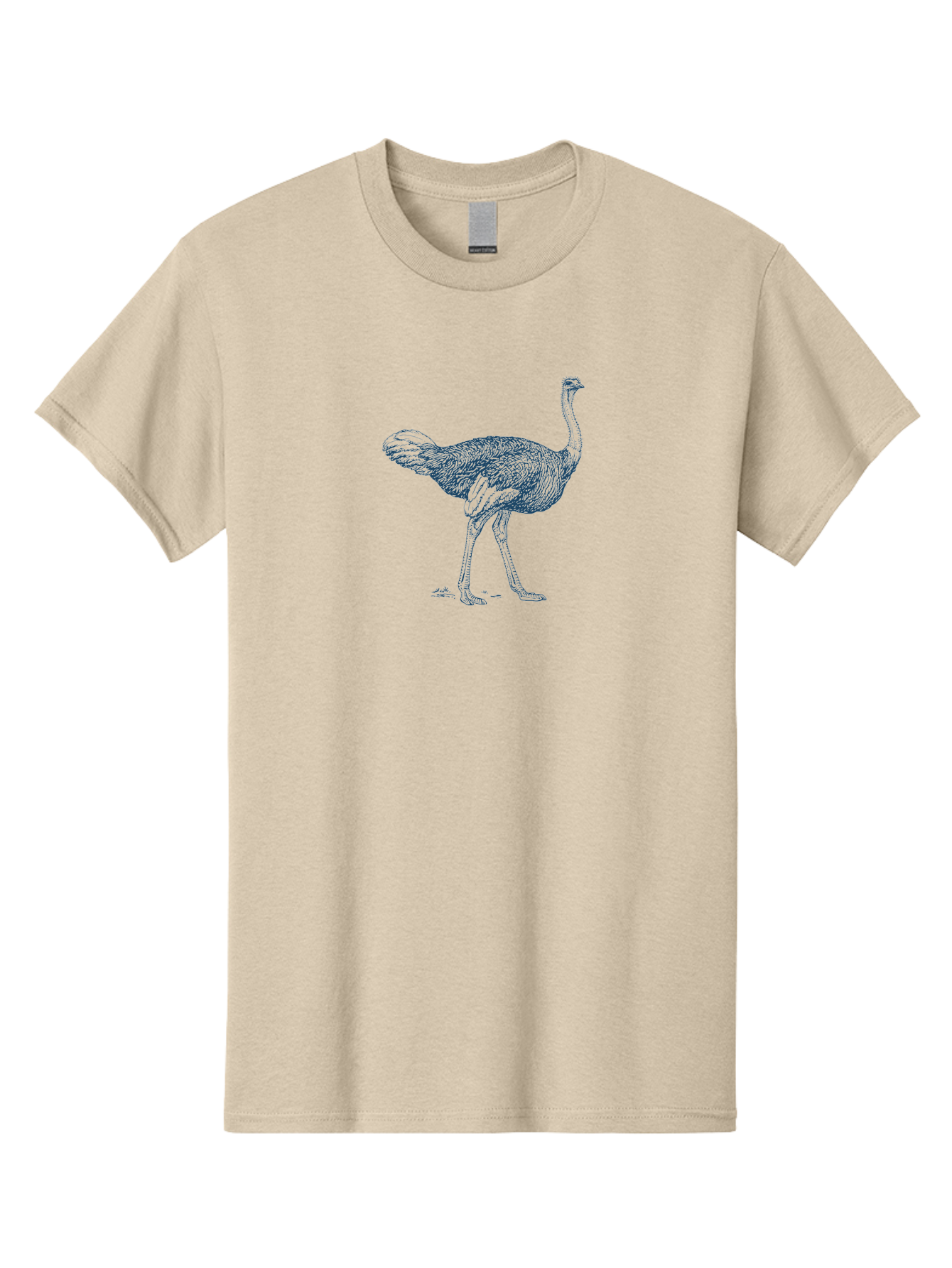 African Ostrich Walk Men'S Graphic Tee, 100% Cotton, Comfortable Casual Summer Wear, Machine Washable, Ostrich Illustration, Bird Drawing, Wildlife Art, Long Neck, Large Bird, Detailed Feathers, Line Art, Fauna, Avian Aae095
