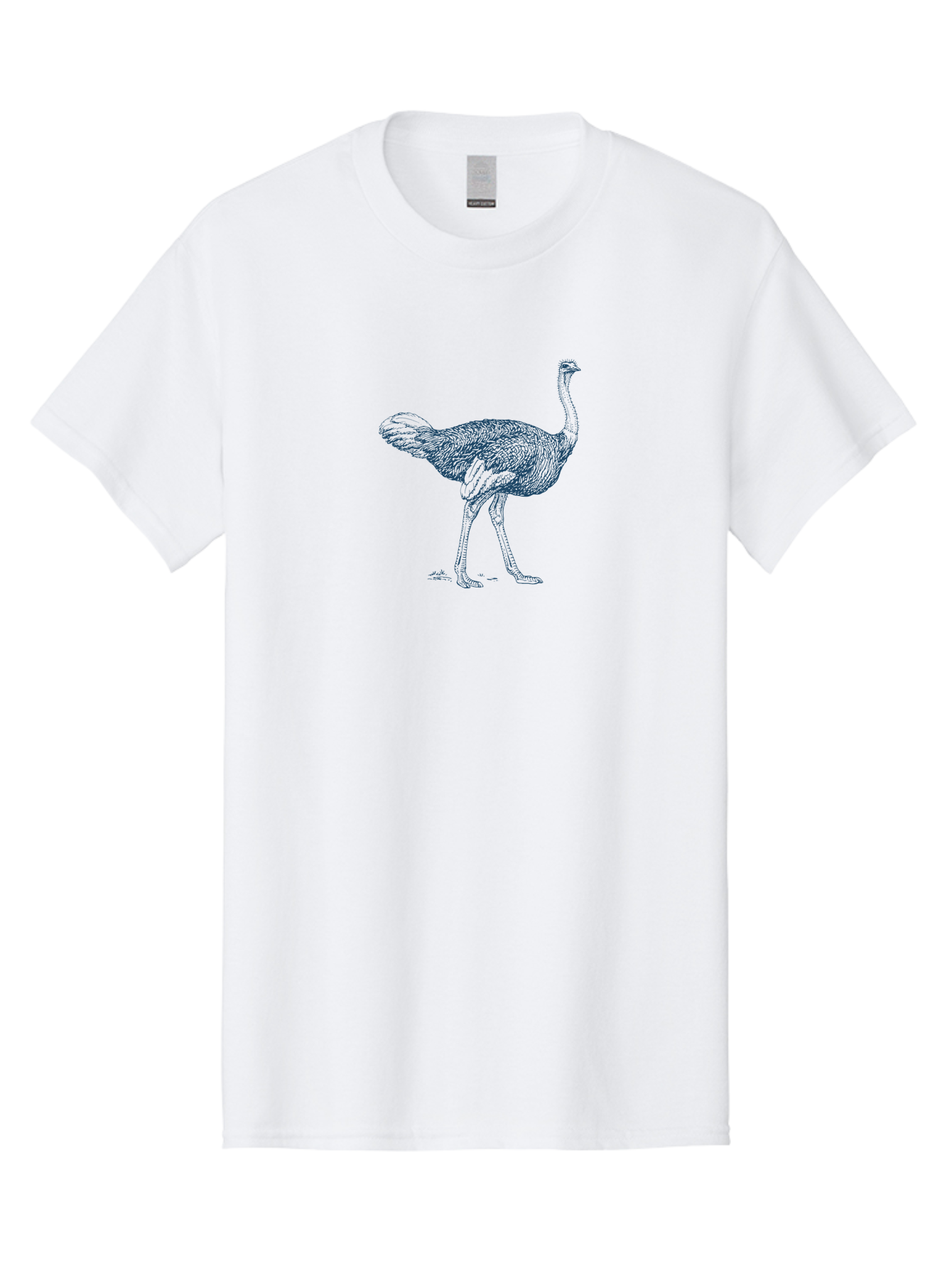 African Ostrich Walk Men'S Graphic Tee, 100% Cotton, Comfortable Casual Summer Wear, Machine Washable, Ostrich Illustration, Bird Drawing, Wildlife Art, Long Neck, Large Bird, Detailed Feathers, Line Art, Fauna, Avian Aae095