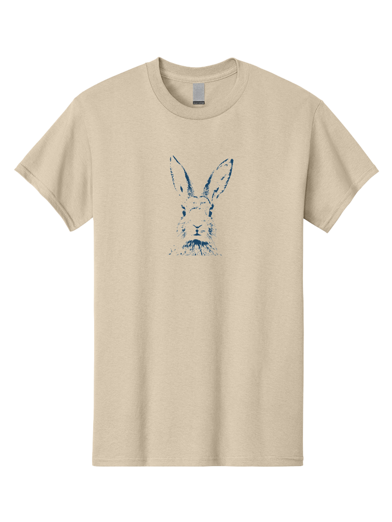 Alert Bunny Men'S Graphic Tee, 100% Cotton, Comfortable Casual Summer Wear, Machine Washable, Rabbit Face, Bunny Portrait, Long Ears, Whiskers, Abstract Art, Creative Design, Animal Illustration, Pop Art Style, Rabbit Features Aae096