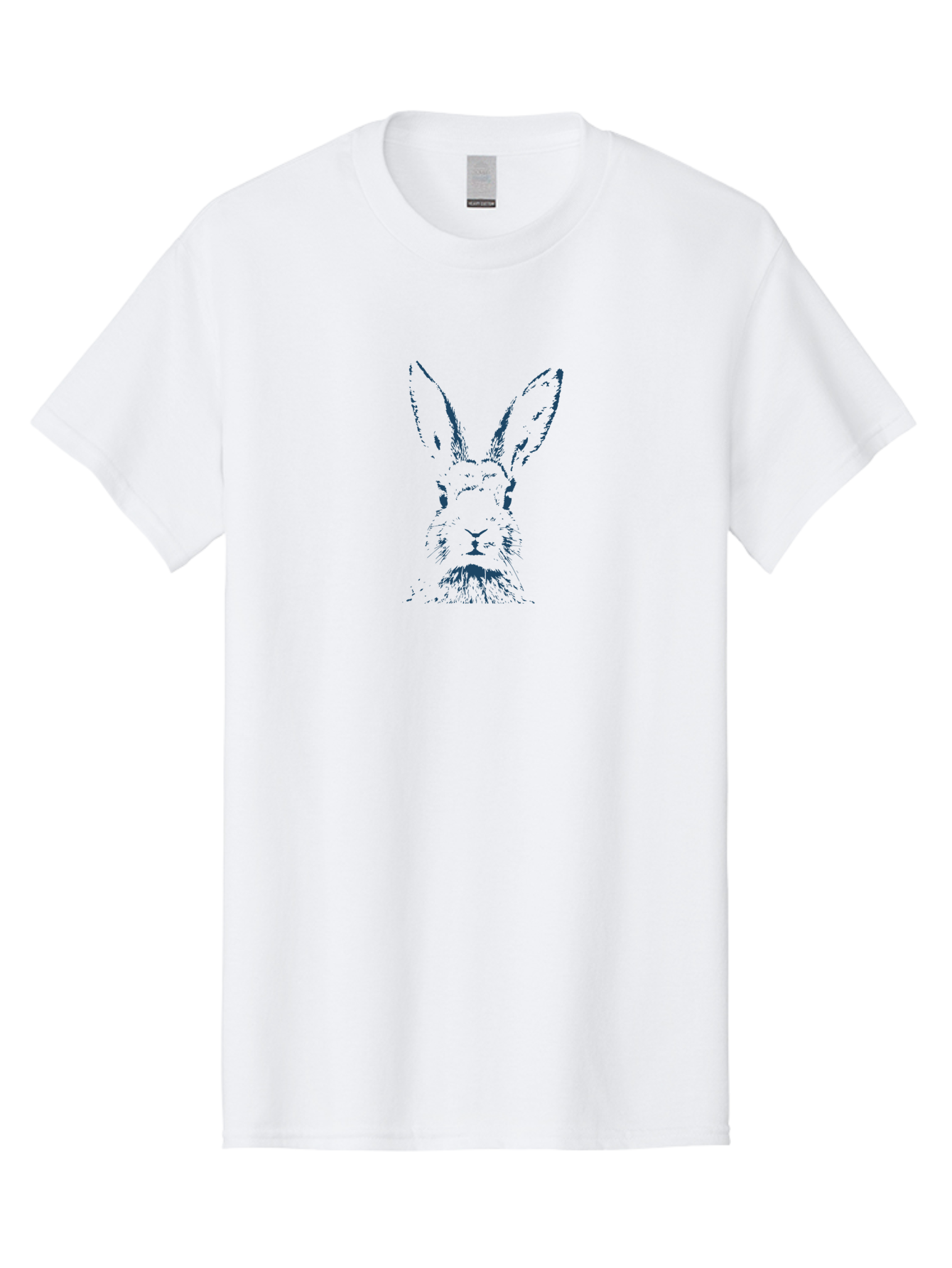 Alert Bunny Men'S Graphic Tee, 100% Cotton, Comfortable Casual Summer Wear, Machine Washable, Rabbit Face, Bunny Portrait, Long Ears, Whiskers, Abstract Art, Creative Design, Animal Illustration, Pop Art Style, Rabbit Features Aae096