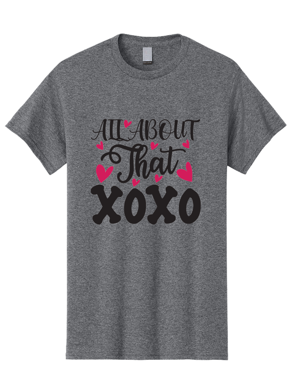 All About That Xoxo Men'S Graphic Tee, 100% Cotton, Comfortable Casual Summer Wear, Machine Washable, Love Quotes, Heart Graphics, Xoxo Phrase, Pink Hearts, Black Typography, Valentines Day, Love Messages, Heart Shapes, Kisses And Hugs Aae097