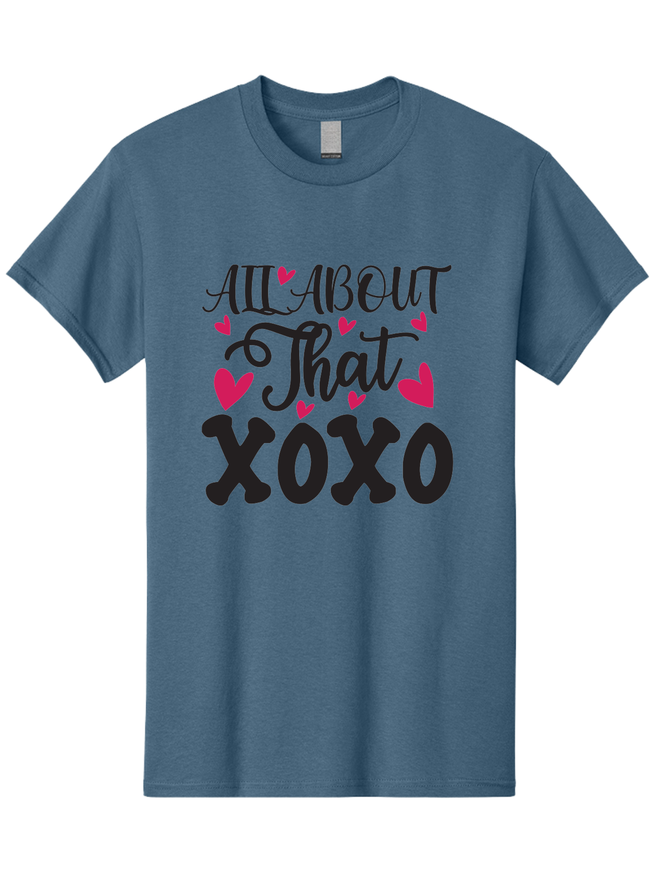 All About That Xoxo Men'S Graphic Tee, 100% Cotton, Comfortable Casual Summer Wear, Machine Washable, Love Quotes, Heart Graphics, Xoxo Phrase, Pink Hearts, Black Typography, Valentines Day, Love Messages, Heart Shapes, Kisses And Hugs Aae097