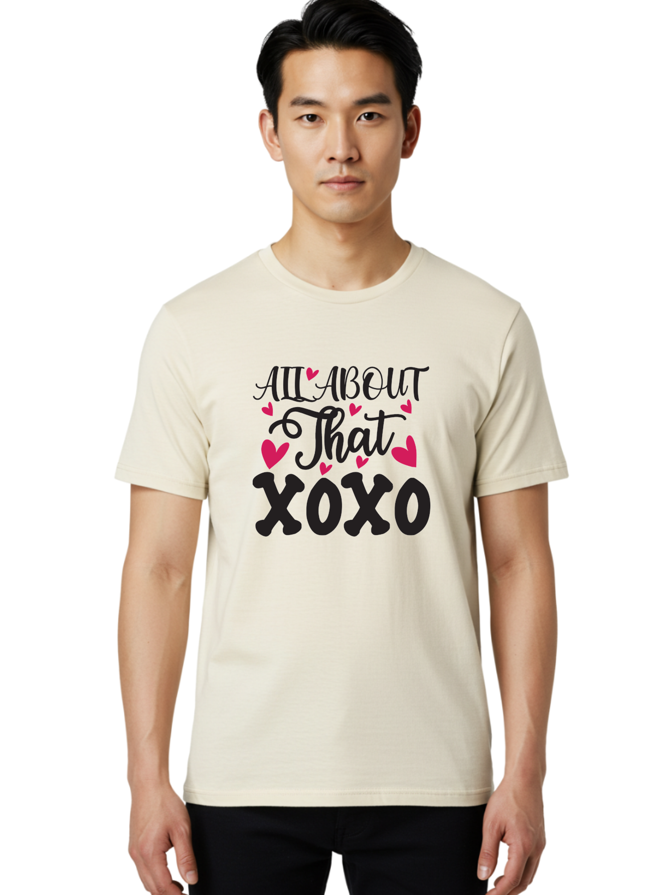 All About That Xoxo Men'S Graphic Tee, 100% Cotton, Comfortable Casual Summer Wear, Machine Washable, Love Quotes, Heart Graphics, Xoxo Phrase, Pink Hearts, Black Typography, Valentines Day, Love Messages, Heart Shapes, Kisses And Hugs Aae097