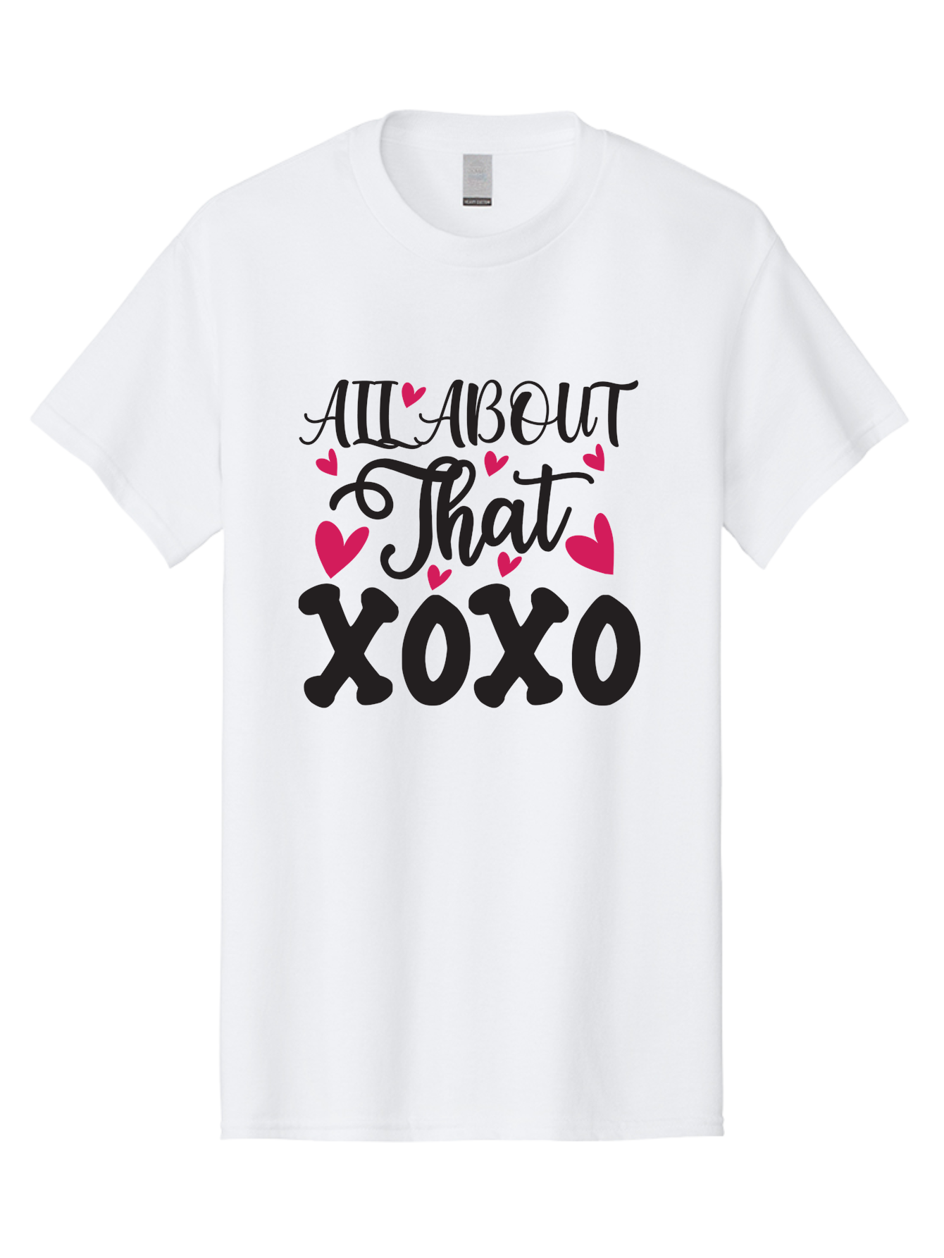 All About That Xoxo Men'S Graphic Tee, 100% Cotton, Comfortable Casual Summer Wear, Machine Washable, Love Quotes, Heart Graphics, Xoxo Phrase, Pink Hearts, Black Typography, Valentines Day, Love Messages, Heart Shapes, Kisses And Hugs Aae097