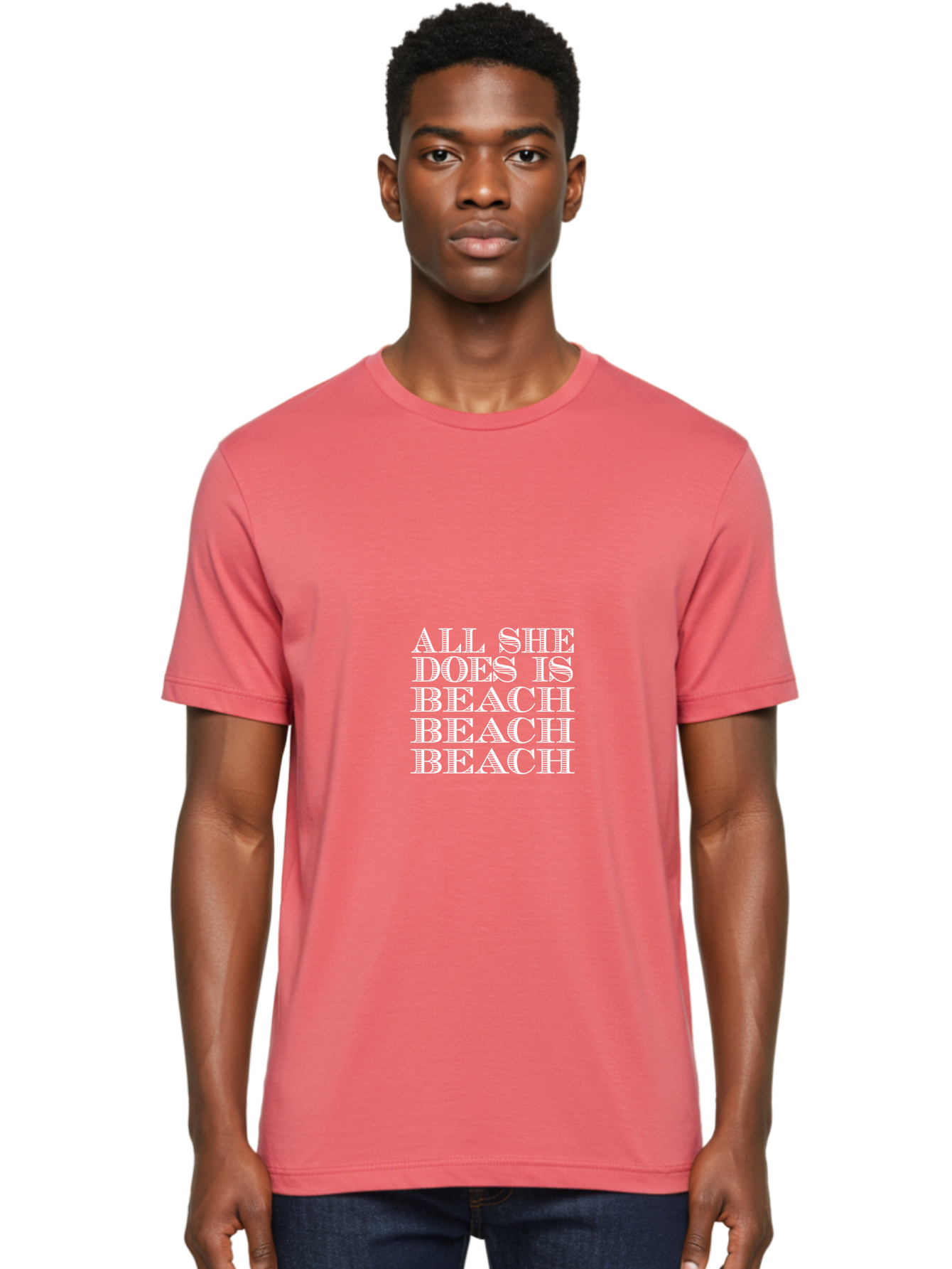 All She Does Is Men'S Graphic Tee, 100% Cotton, Comfortable Casual Summer Wear, Machine Washable, Beach Lifestyle, Beach Quotes, Summer Vibes, Coastal Living, Beachy Feel, Positive Affirmations Aae098