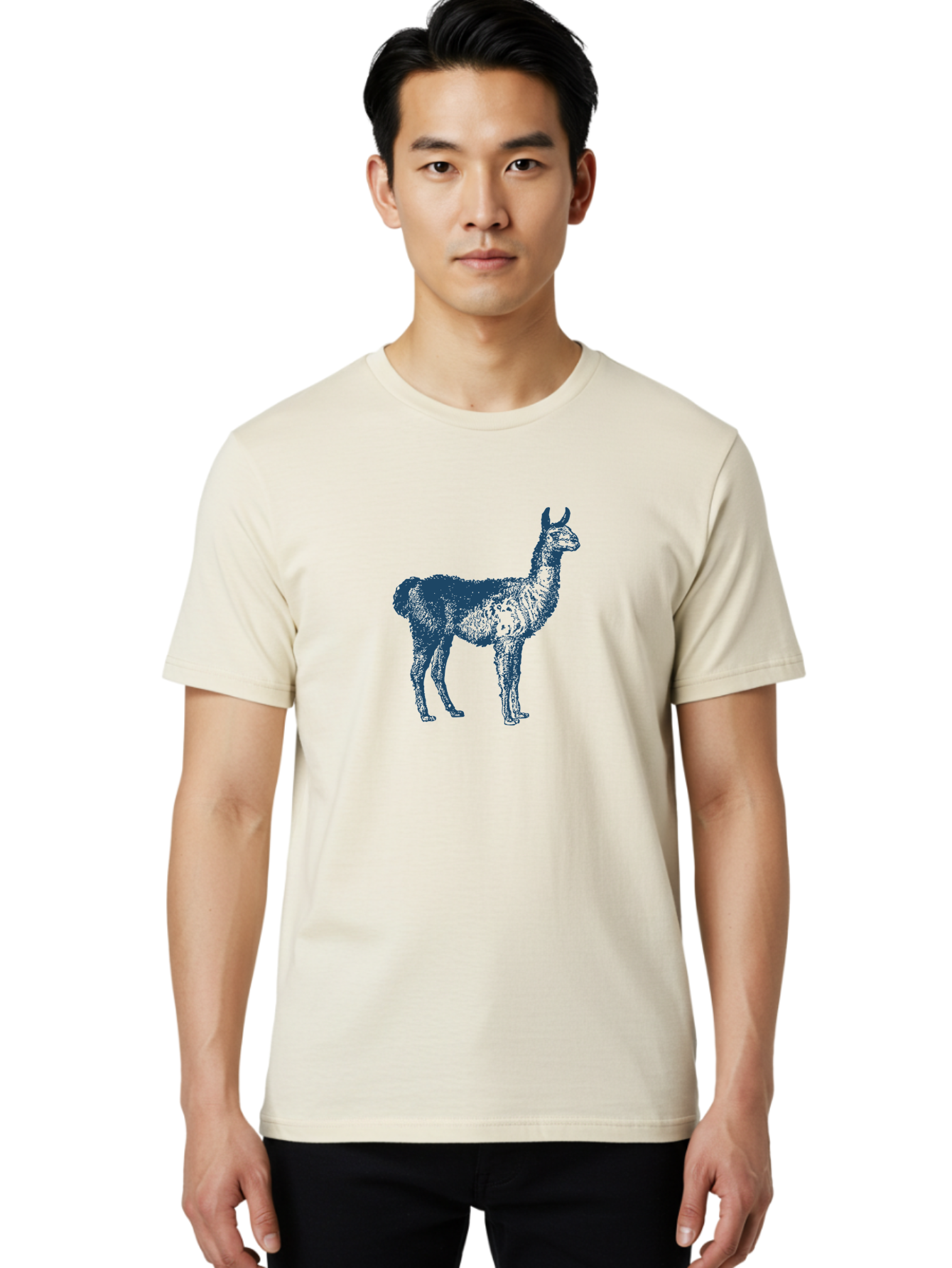 Alto Llama Men'S Graphic Tee, 100% Cotton, Comfortable Casual Summer Wear, Machine Washable, Llama Illustration, Stylized Animal Art, Vibrant Colors, Abstract Design, Modern Graphic, Wildlife Inspiration, Artistic Expression, Camelid Species Aae099