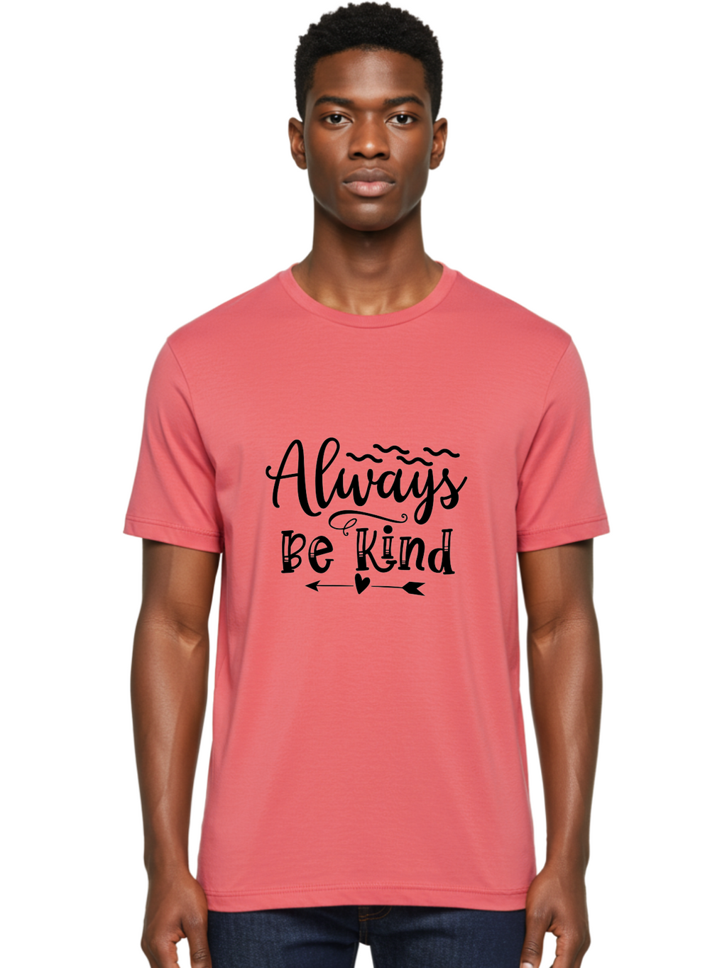Always Be Kind Men'S Graphic Tee, 100% Cotton, Comfortable Casual Summer Wear, Machine Washable, Kindness Matters, Inspirational Quote, Motivational Phrase, Positive Message, Heartwarming Sentiment, Love And Care Aae100