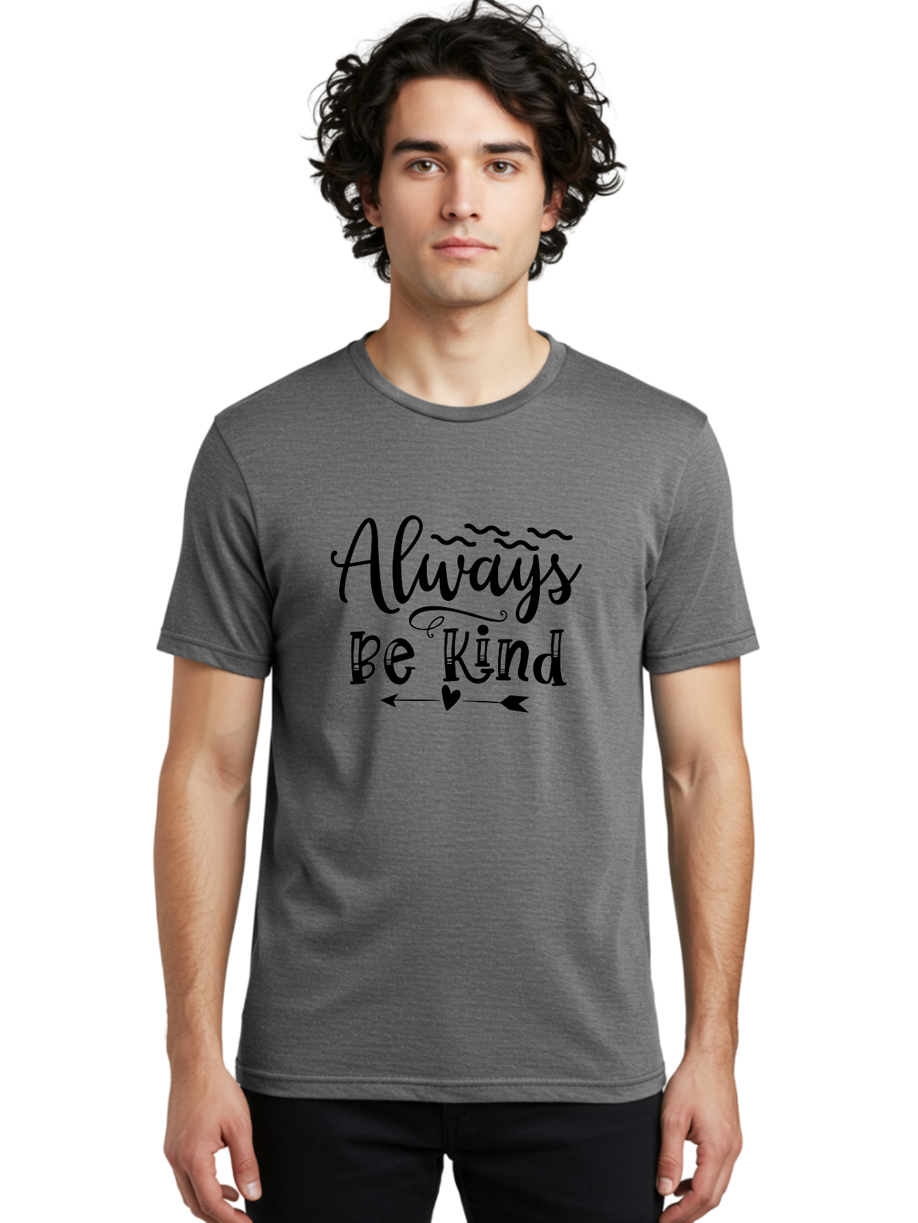 Always Be Kind Men'S Graphic Tee, 100% Cotton, Comfortable Casual Summer Wear, Machine Washable, Kindness Matters, Inspirational Quote, Motivational Phrase, Positive Message, Heartwarming Sentiment, Love And Care Aae100