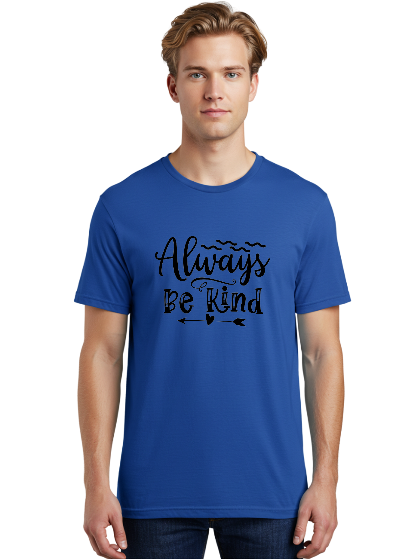 Always Be Kind Men'S Graphic Tee, 100% Cotton, Comfortable Casual Summer Wear, Machine Washable, Kindness Matters, Inspirational Quote, Motivational Phrase, Positive Message, Heartwarming Sentiment, Love And Care Aae100