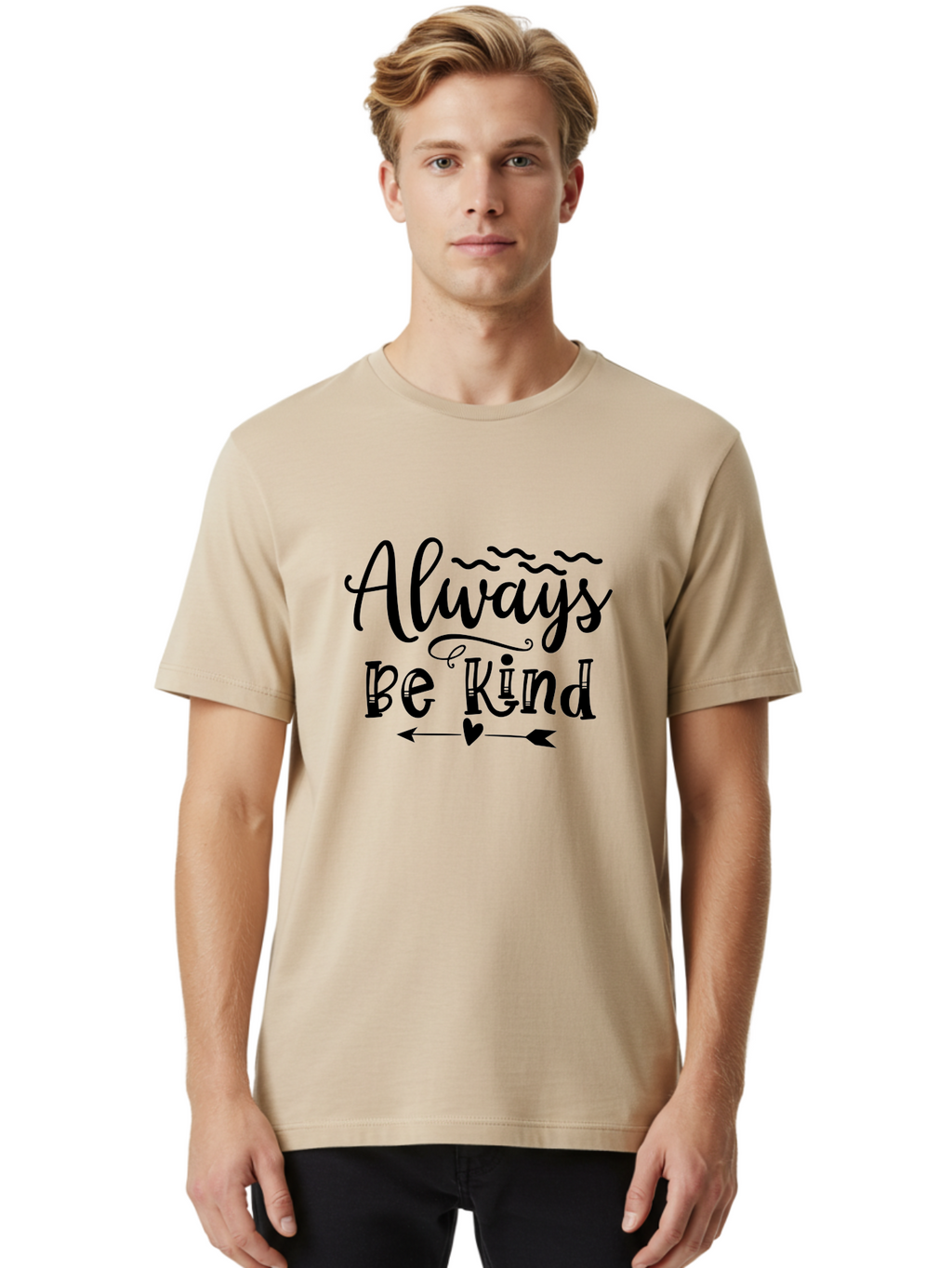 Always Be Kind Men'S Graphic Tee, 100% Cotton, Comfortable Casual Summer Wear, Machine Washable, Kindness Matters, Inspirational Quote, Motivational Phrase, Positive Message, Heartwarming Sentiment, Love And Care Aae100