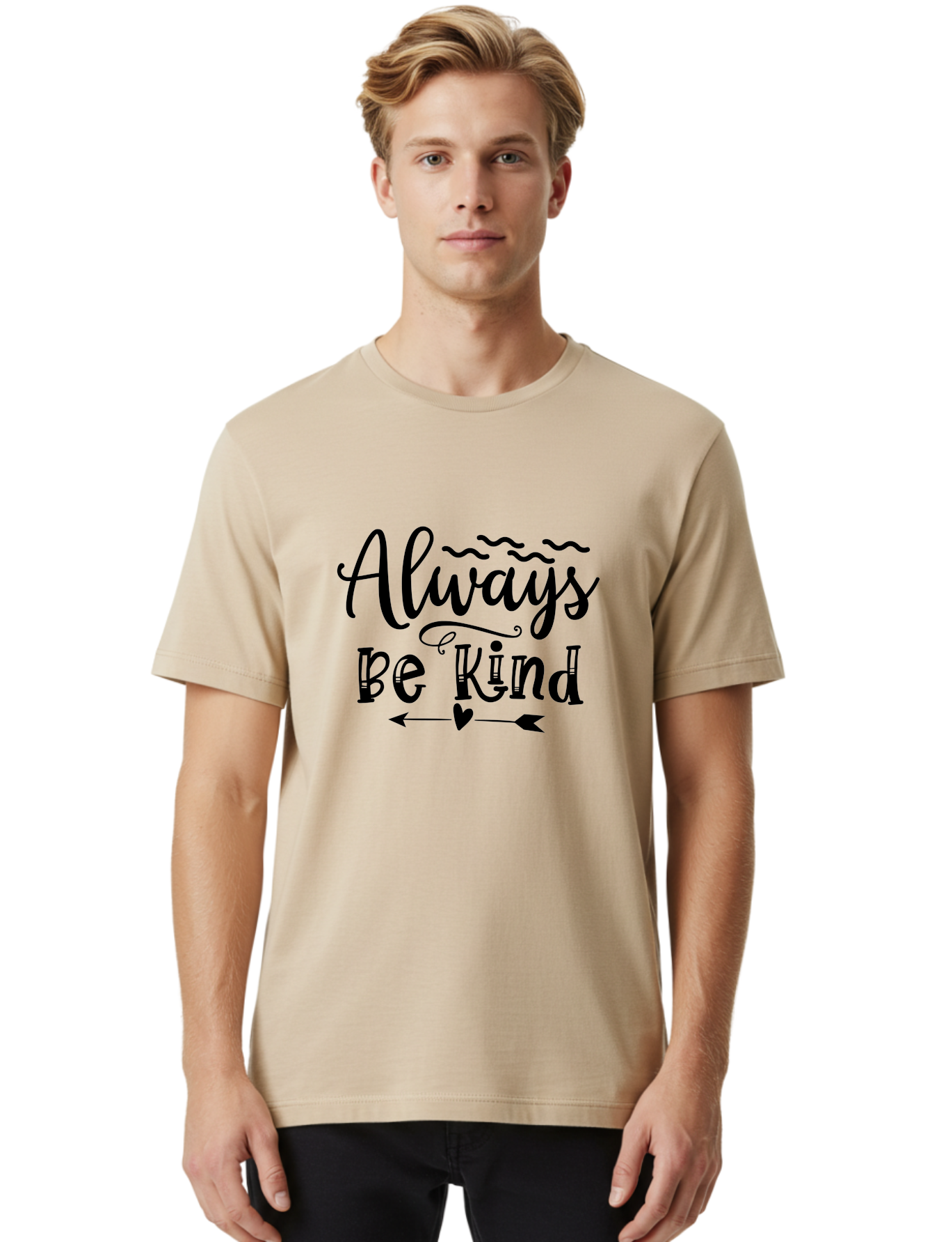 Always Be Kind Men'S Graphic Tee, 100% Cotton, Comfortable Casual Summer Wear, Machine Washable, Kindness Matters, Inspirational Quote, Motivational Phrase, Positive Message, Heartwarming Sentiment, Love And Care Aae100
