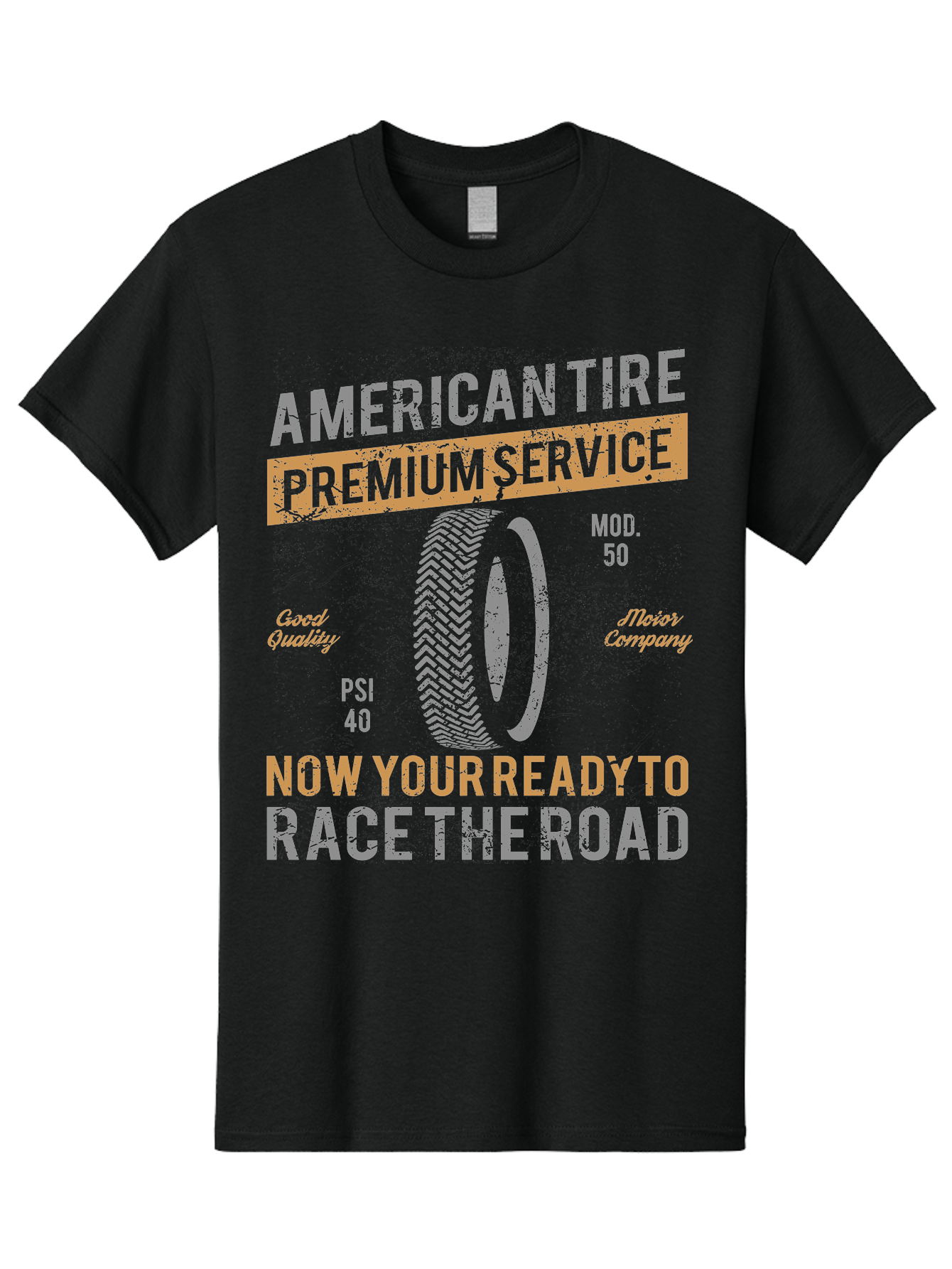 American Tire Distressed Men'S Graphic Tee, 100% Cotton, Comfortable Casual Summer Wear, Machine Washable, American Tire Premium Service, Vehicle Maintenance, Road Safety, Tire Quality, Good Company, Racing Tires, Automotive Services, Aae101