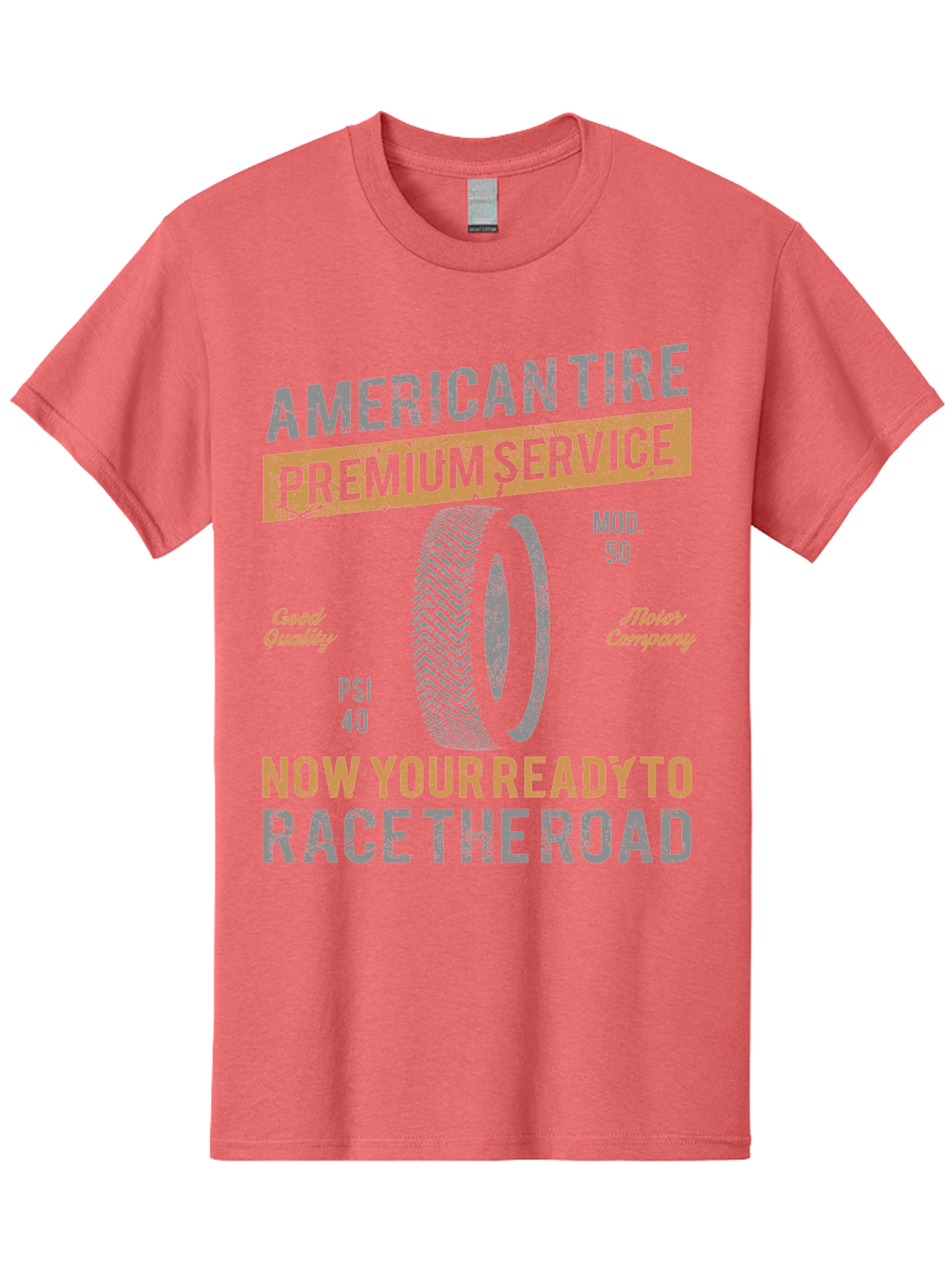 American Tire Distressed Men'S Graphic Tee, 100% Cotton, Comfortable Casual Summer Wear, Machine Washable, American Tire Premium Service, Vehicle Maintenance, Road Safety, Tire Quality, Good Company, Racing Tires, Automotive Services, Aae101