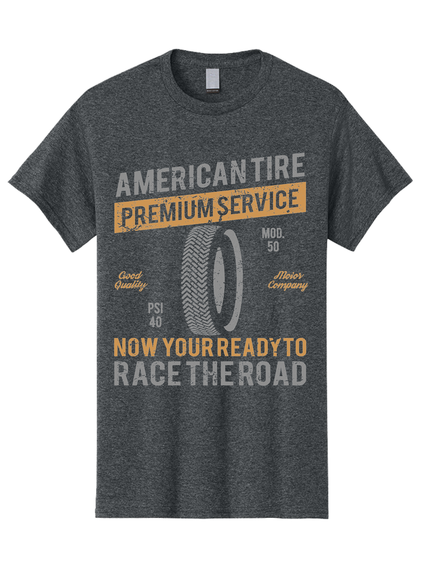 American Tire Distressed Men'S Graphic Tee, 100% Cotton, Comfortable Casual Summer Wear, Machine Washable, American Tire Premium Service, Vehicle Maintenance, Road Safety, Tire Quality, Good Company, Racing Tires, Automotive Services, Aae101