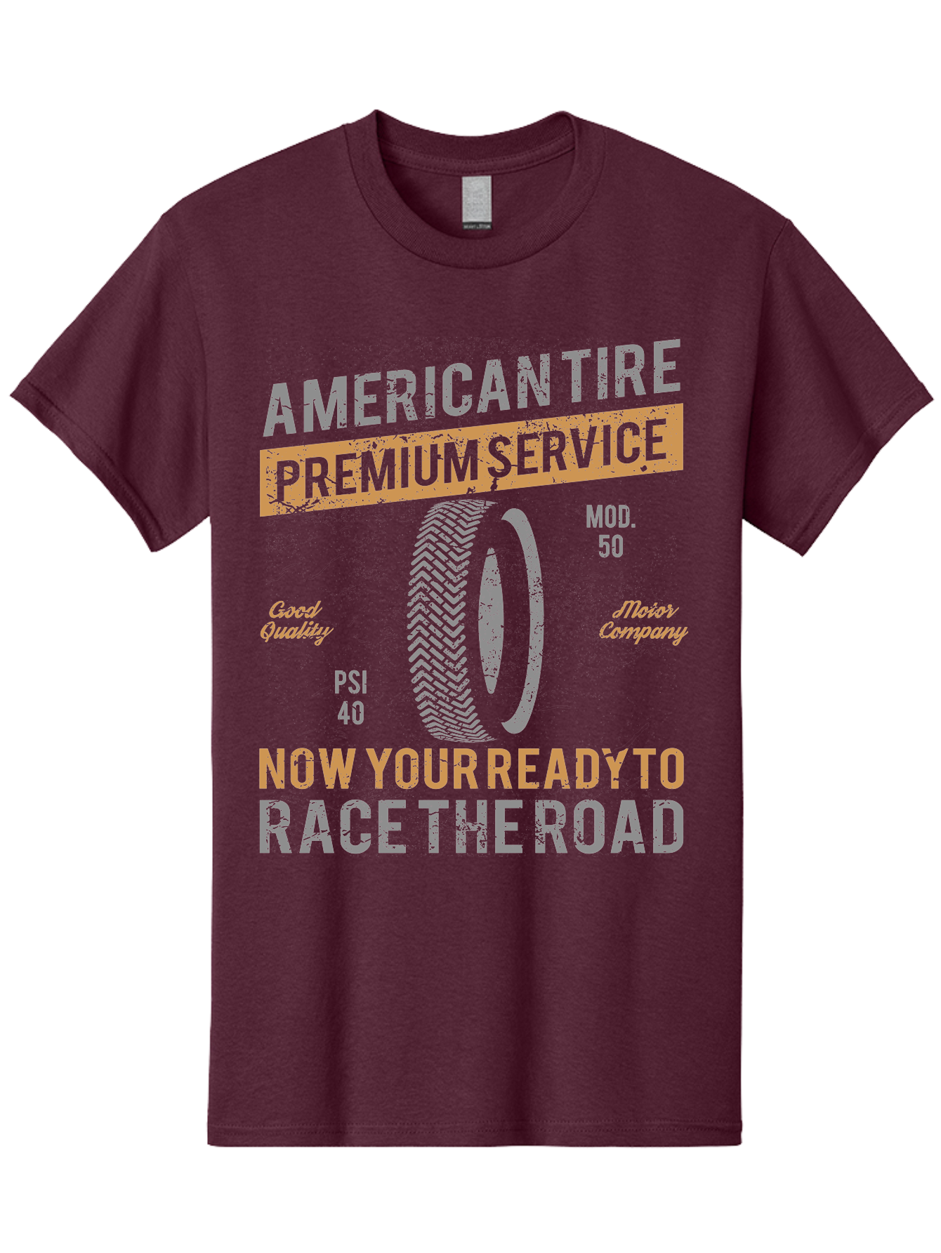 American Tire Distressed Men'S Graphic Tee, 100% Cotton, Comfortable Casual Summer Wear, Machine Washable, American Tire Premium Service, Vehicle Maintenance, Road Safety, Tire Quality, Good Company, Racing Tires, Automotive Services, Aae101