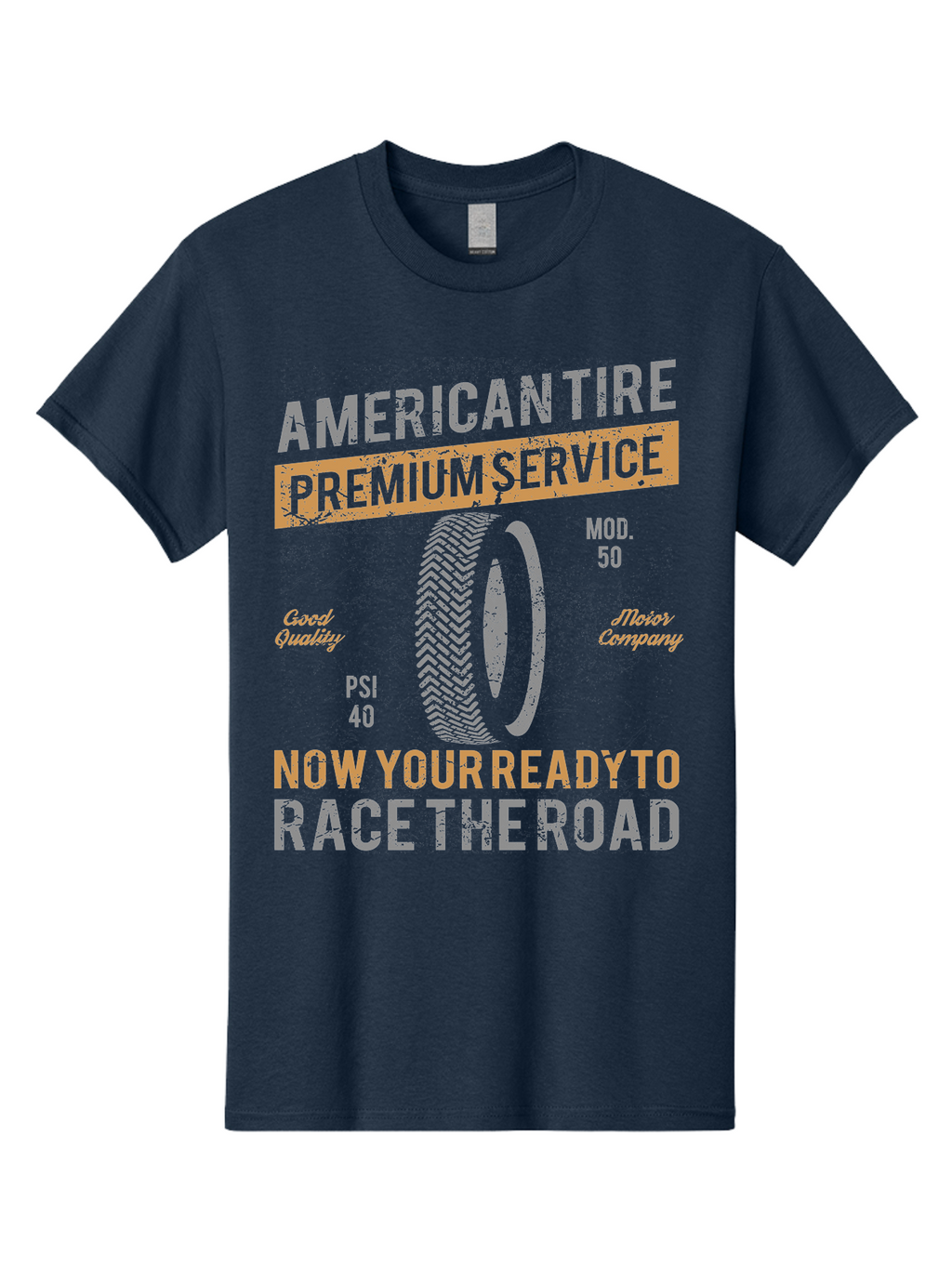 American Tire Distressed Men'S Graphic Tee, 100% Cotton, Comfortable Casual Summer Wear, Machine Washable, American Tire Premium Service, Vehicle Maintenance, Road Safety, Tire Quality, Good Company, Racing Tires, Automotive Services, Aae101