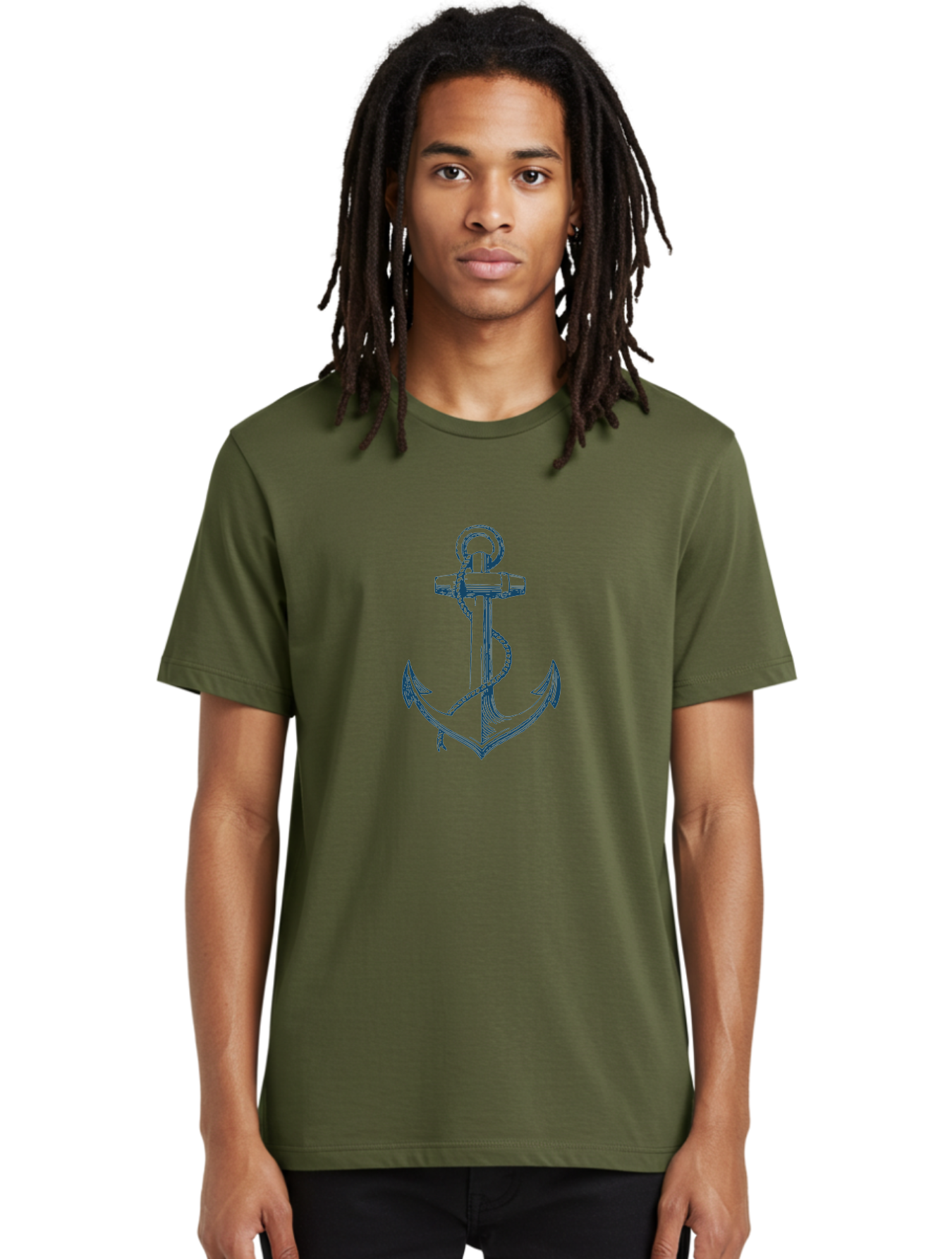 Anchor Men'S Graphic Tee, 100% Cotton, Comfortable Casual Summer Wear, Machine Washable, Anchor Symbol, Nautical Theme, Rope Wrapped, Vintage Illustration, Maritime Emblem, Naval Anchor, Ocean Icon, Naval Symbol Aae102